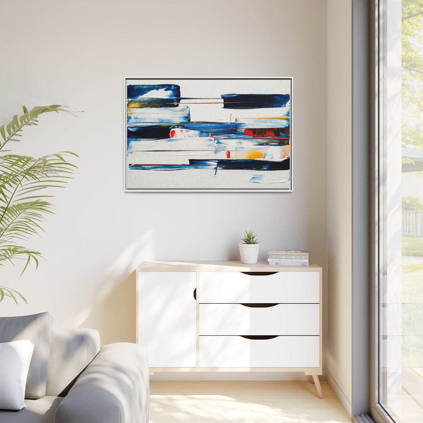 Abstract Coastal Brushstrokes Framed Canvas Print