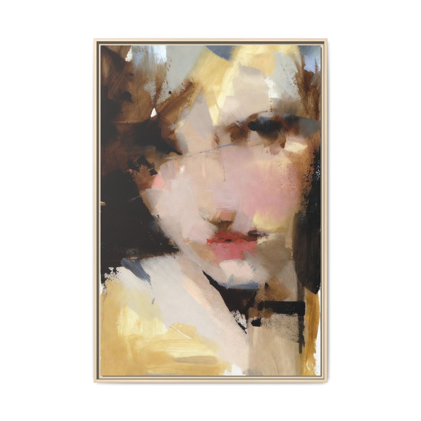 Abstract Portrait Matte Canvas Framed Print — Modern Feminine Wall Art