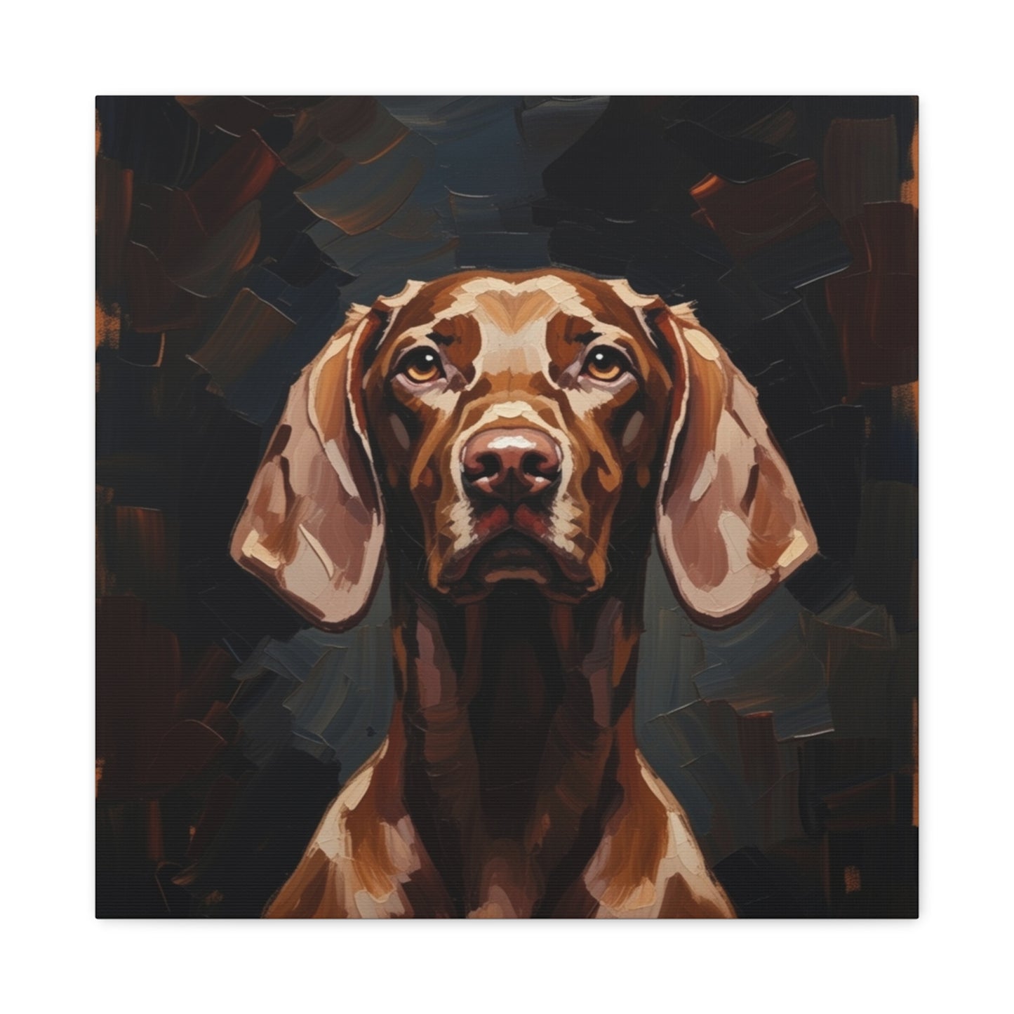 Chocolate Vizsla Canvas Wall Art — Matte Stretched Dog Portrait
