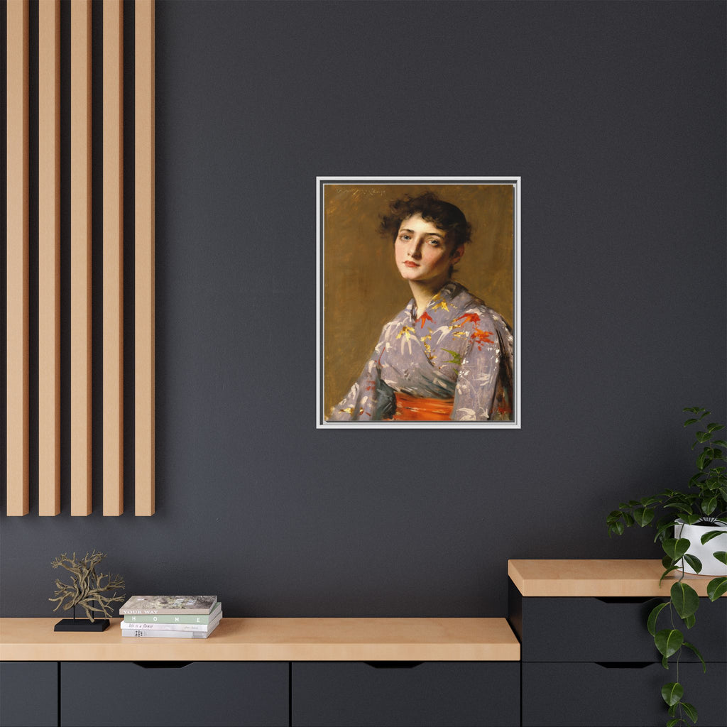 Girl in a Japanese Costume by William Merritt Chase Framed Matte Canvas Wall Art Print