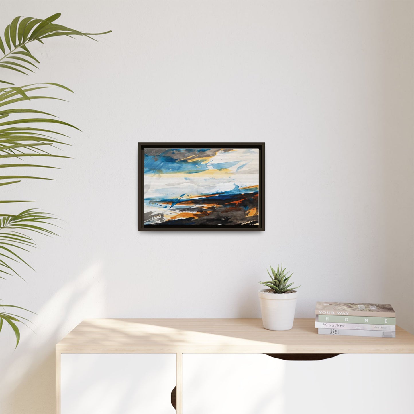 Abstract Coastal Waves Matte Canvas Framed Wall Art
