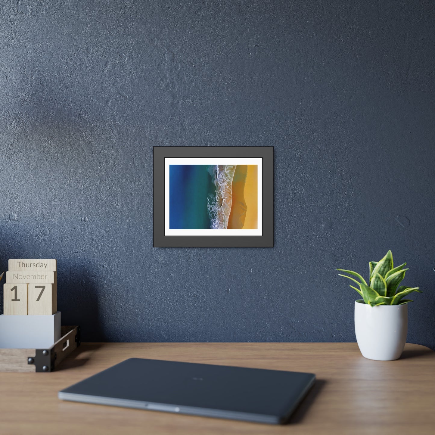 Coastal Waves Framed Poster — Beach Ocean Photography Wall Art