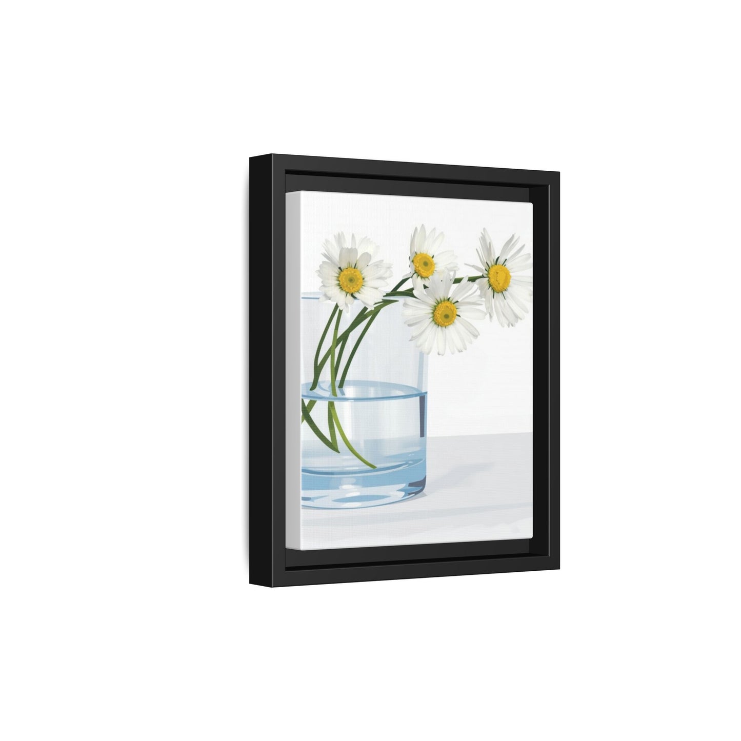 Framed Daisy Canvas Print — Minimal Botanical Wall Art
