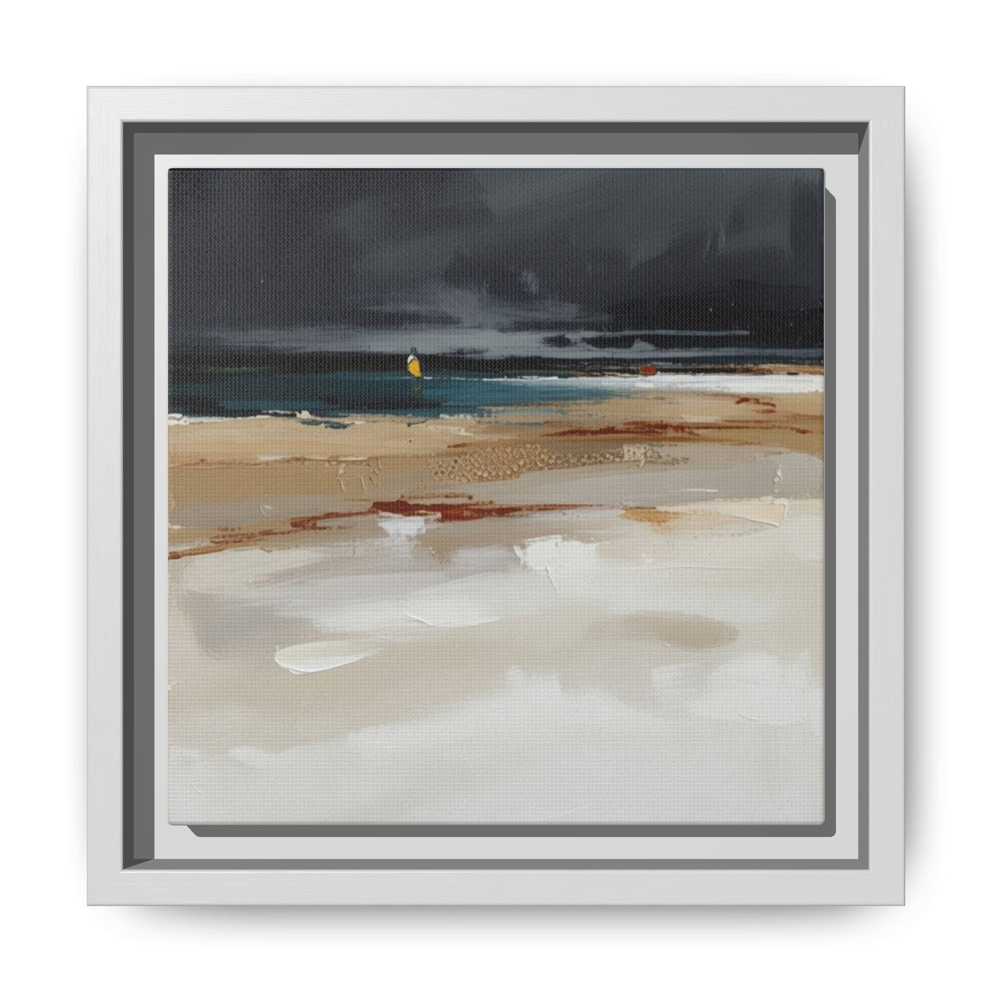 Framed Matte Canvas Beachscape Art Print — Coastal Abstract Wall Decor