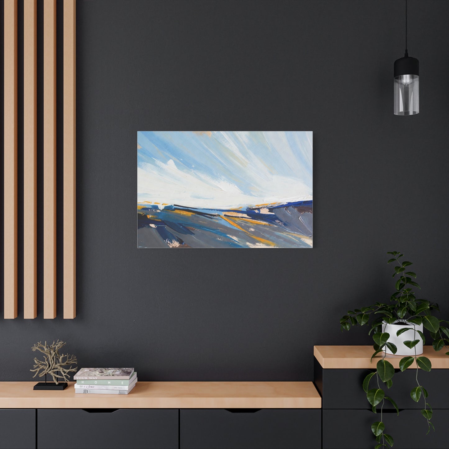 Abstract Coastal Landscape Canvas Print — Blue Sky Seascape Wall Art
