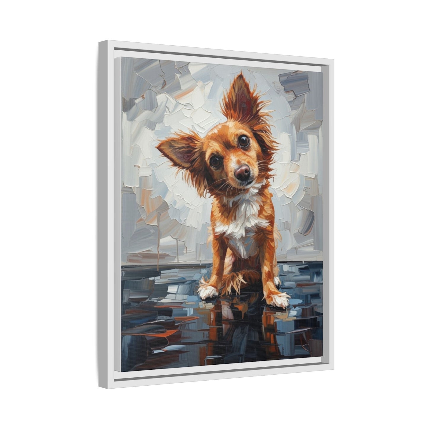 Framed Matte Canvas Print — Playful Brown Dog Portrait