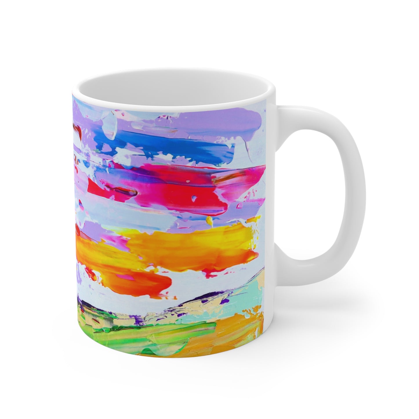 Abstract Color Splash Mug — Vibrant Hand-Painted Landscape Coffee Cup