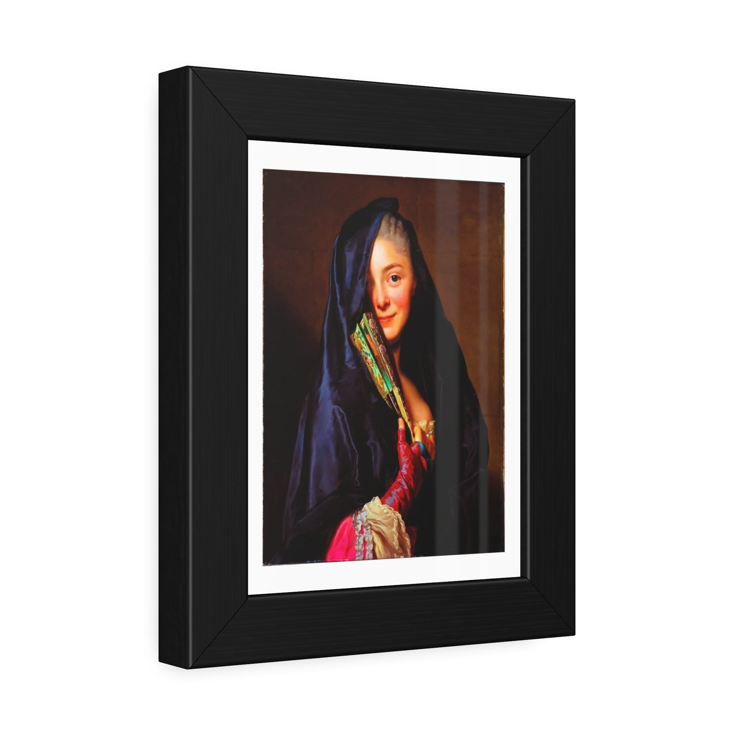 Framed Art Print — Woman with Fan Vintage Portrait Poster