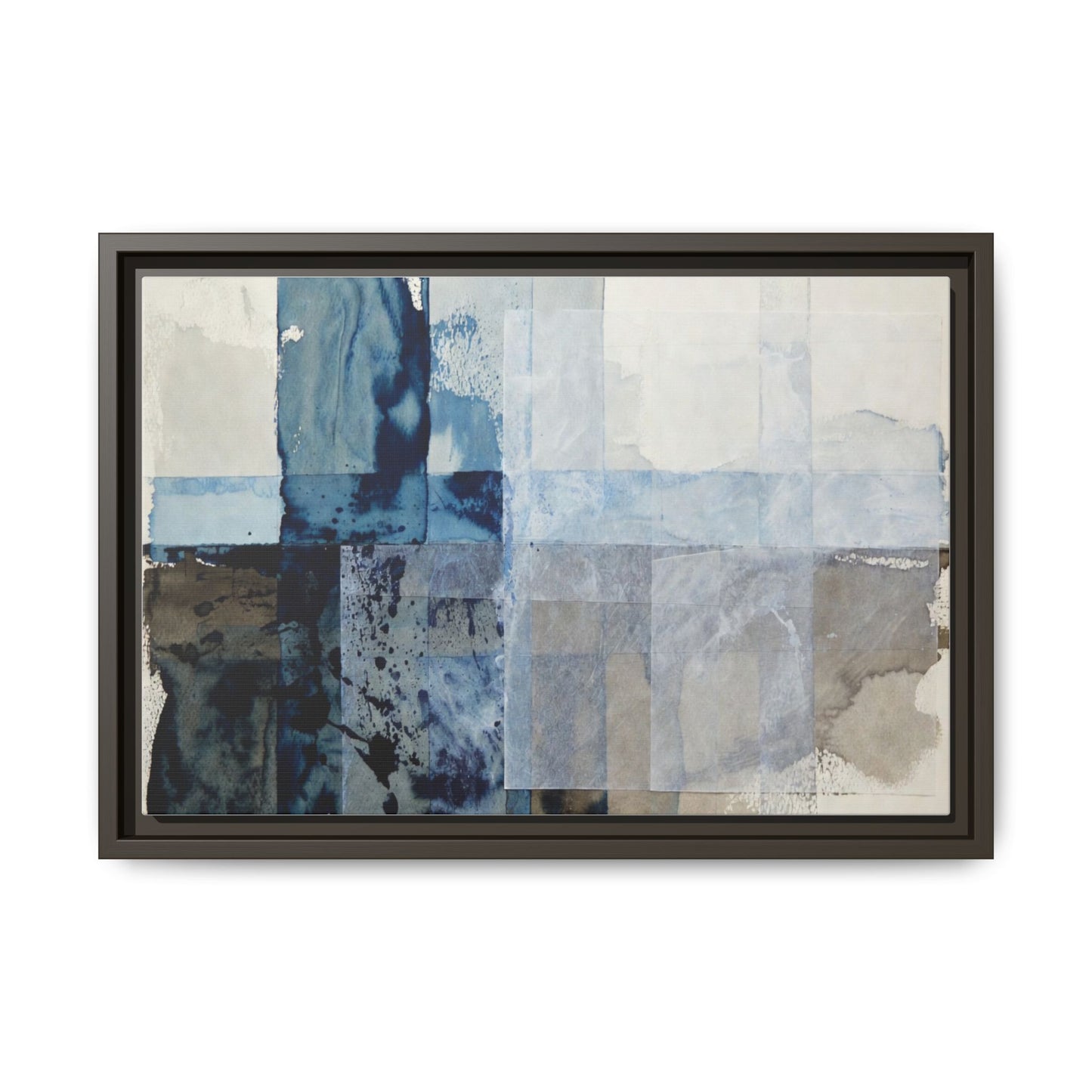 Abstract Coastal Blue Framed Canvas Art