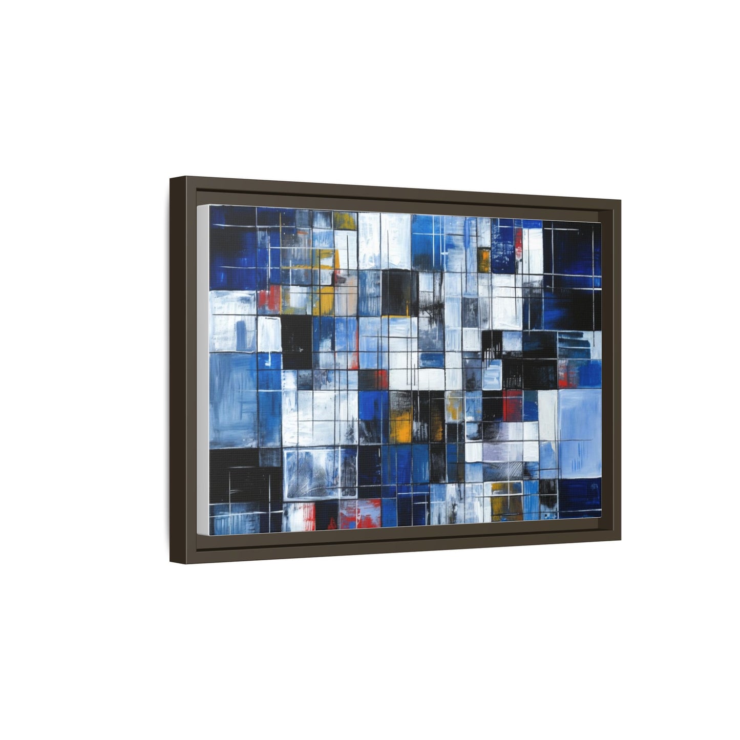 Abstract Blue Grid Matte Canvas Framed Art Print