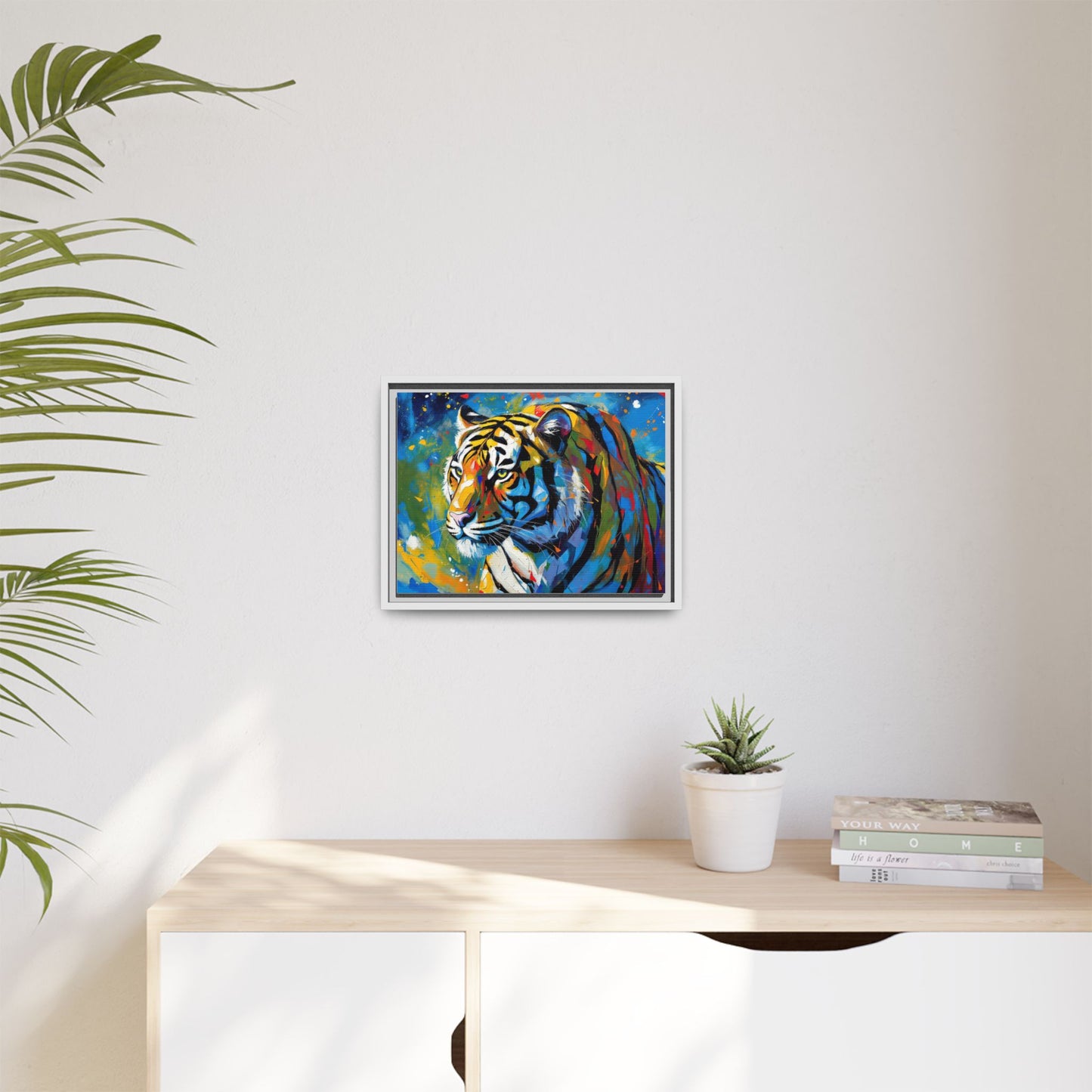 Colorful Tiger Matte Canvas Framed Art — Vibrant Wildlife Wall Decor