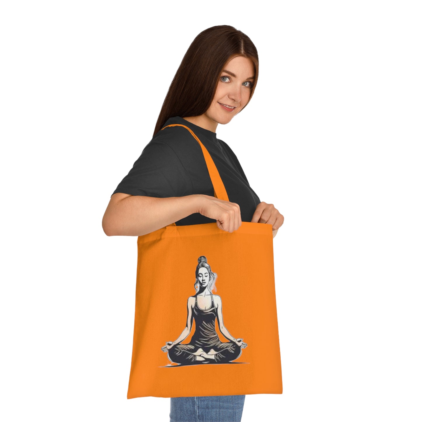Yoga Meditation Cotton Tote Bag — Lotus Pose Graphic Beach & Market Tote