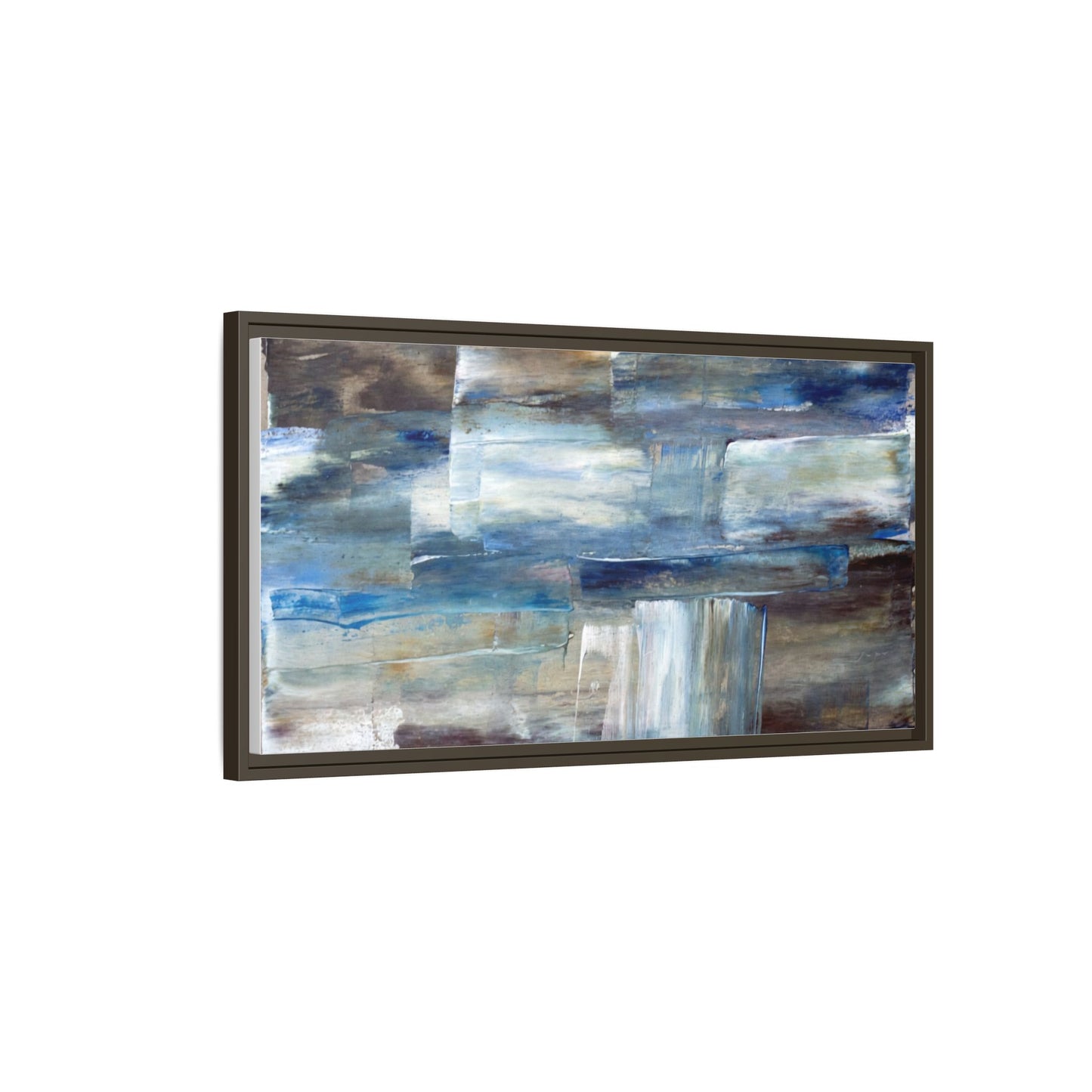 Abstract Blue Coastal Matte Canvas Framed Wall Art
