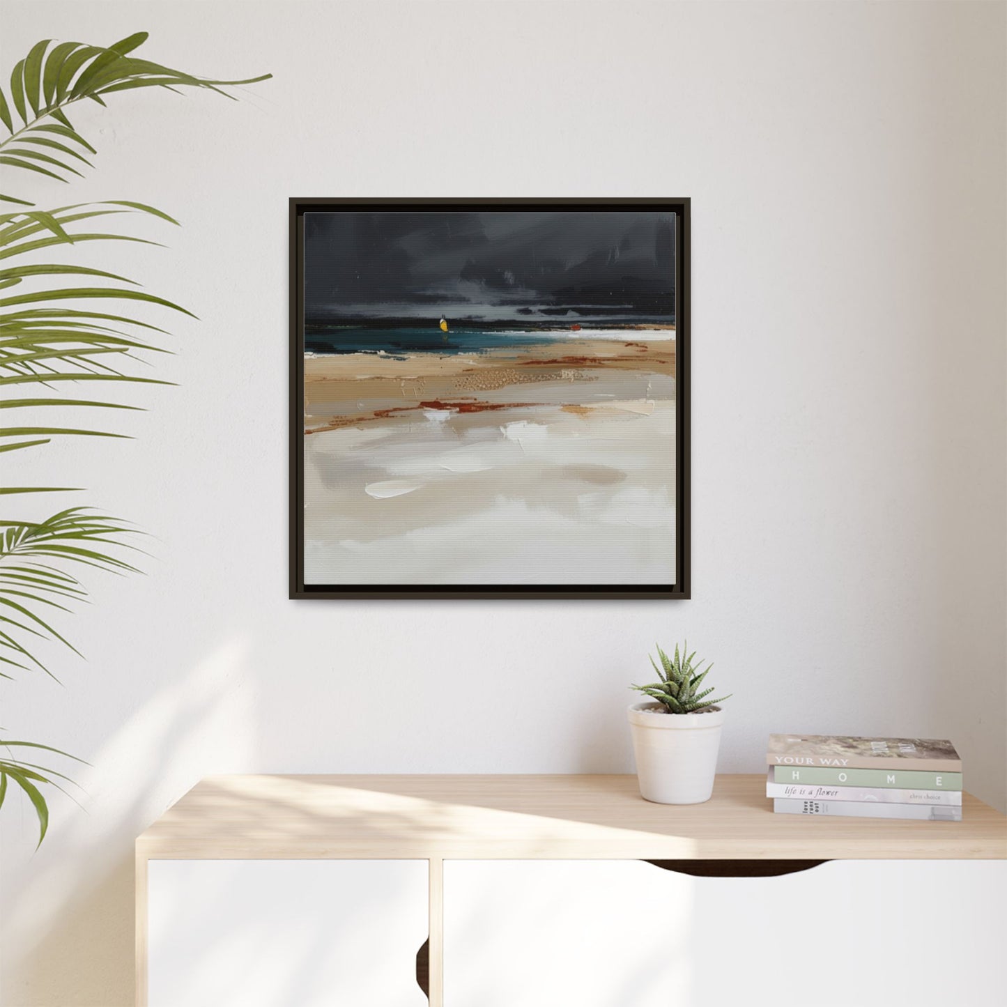 Framed Matte Canvas Beachscape Art Print — Coastal Abstract Wall Decor