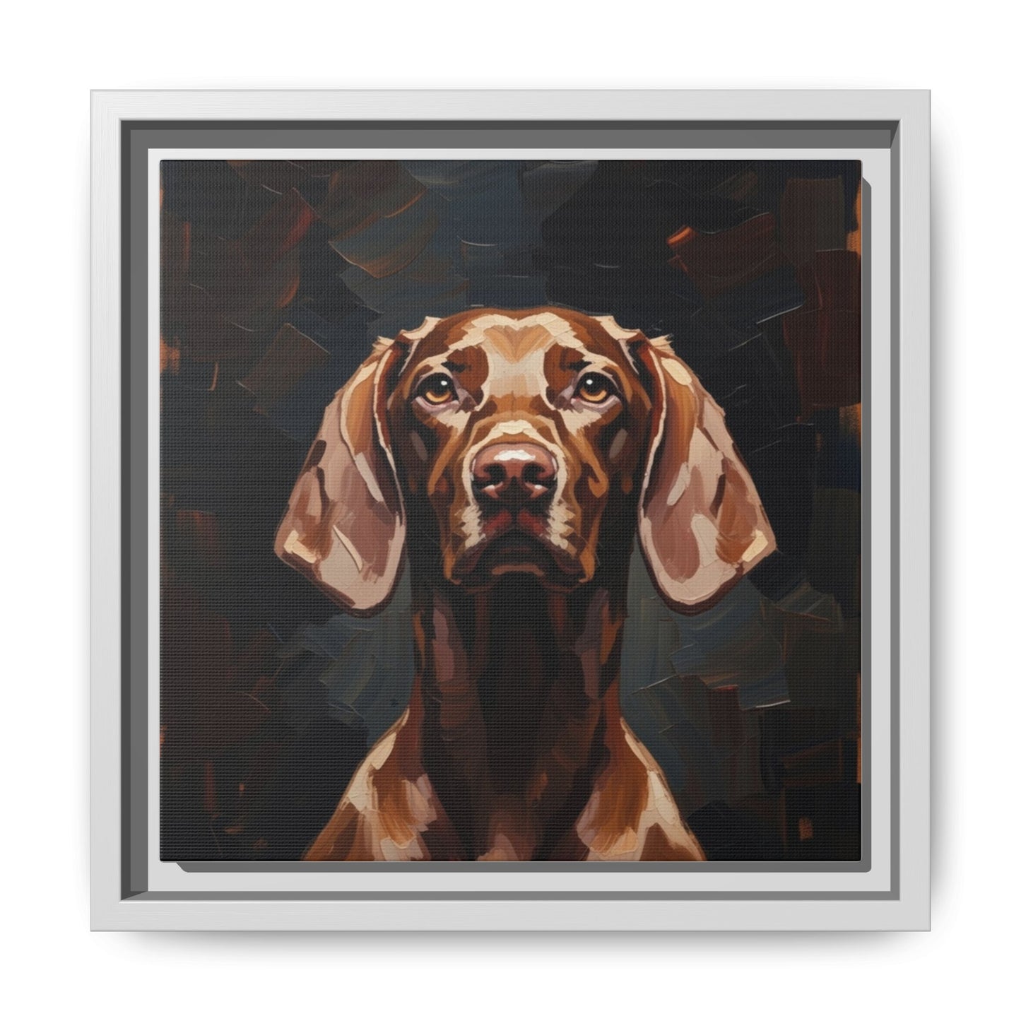 Framed Matte Canvas Dog Portrait – Brown Vizsla Wall Art