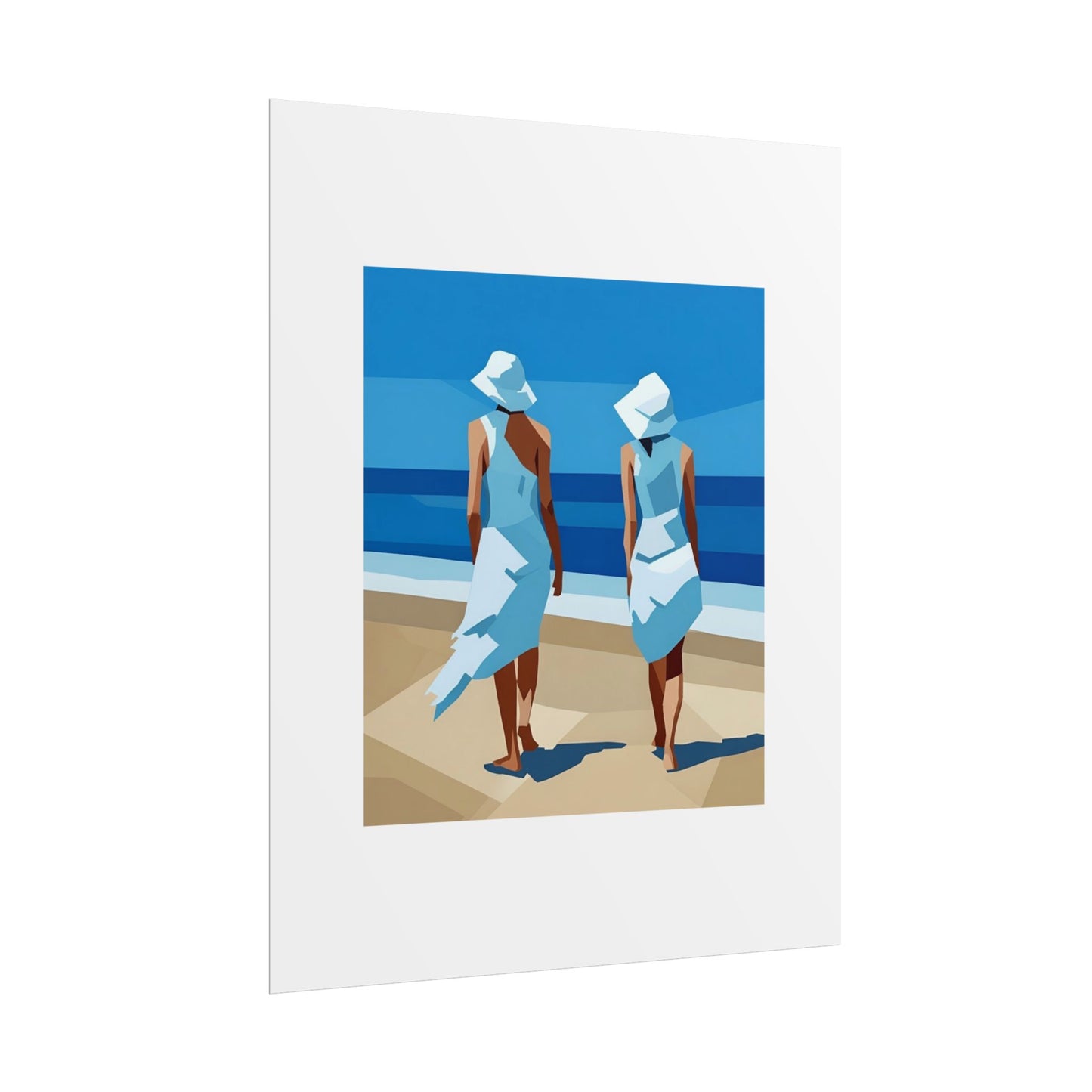 Beach Stroll Art Poster — Minimalist Coastal Print (Rolled Poster)