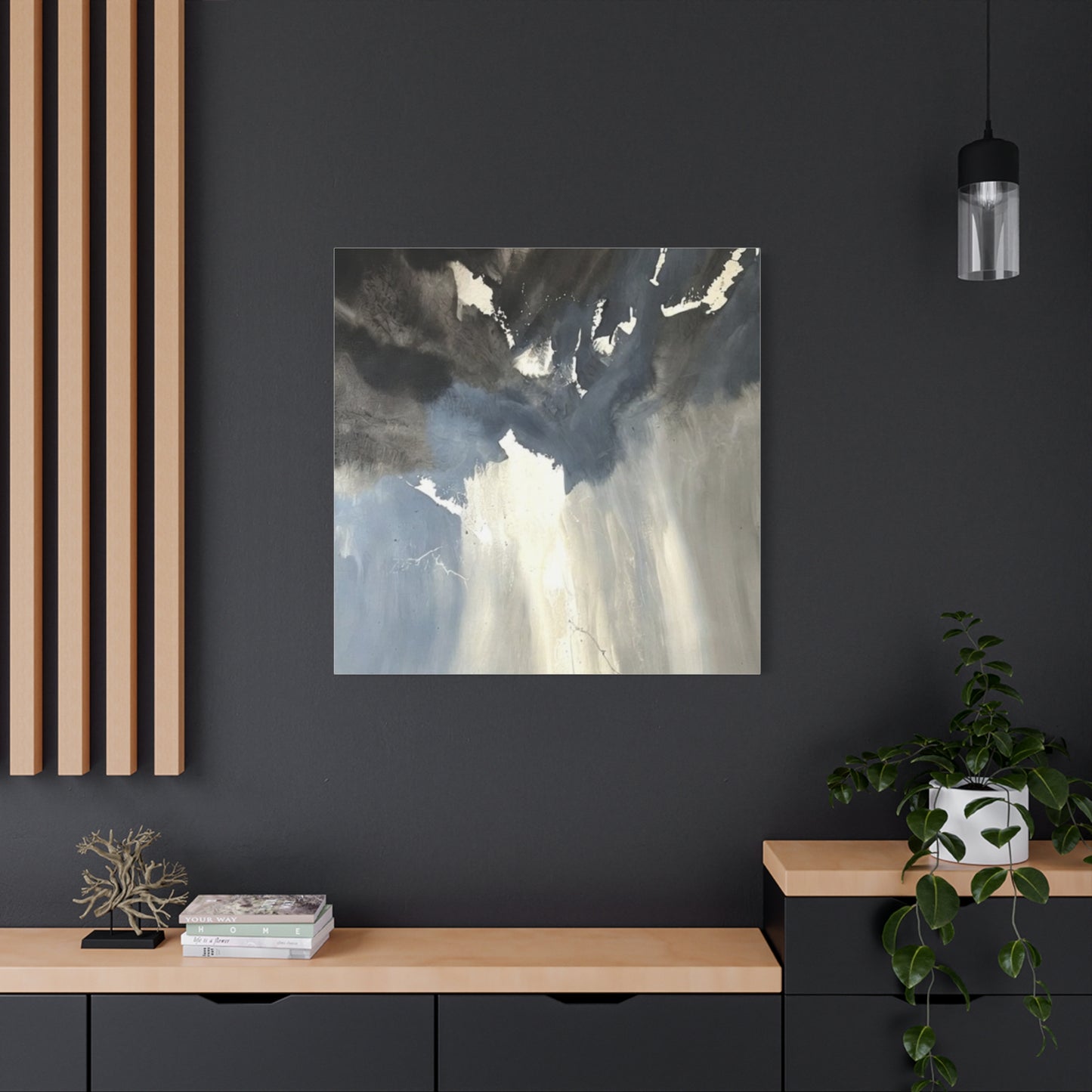 Abstract Storm Canvas Print — Dramatic Blue & Gray Matte Wall Art