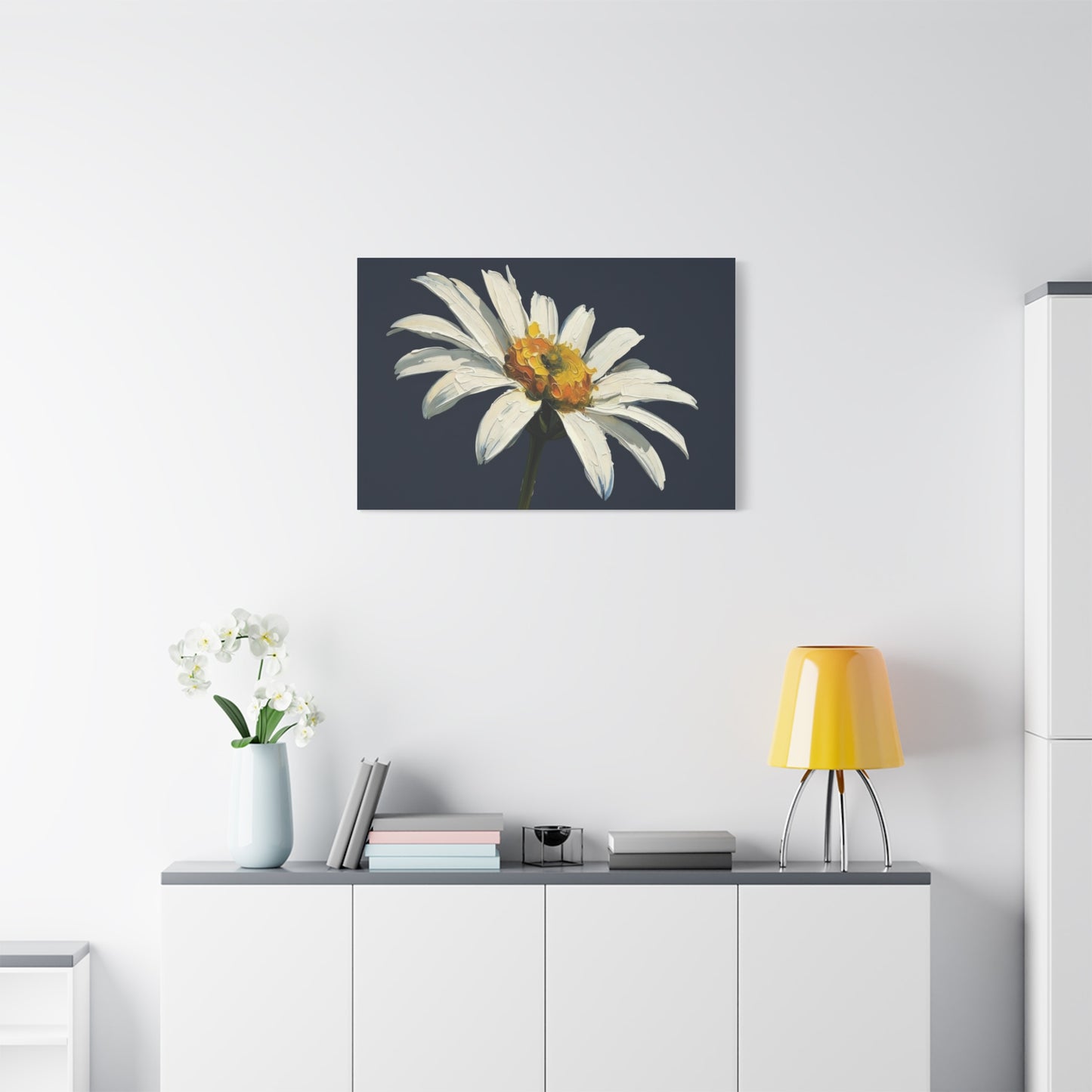 Daisy Oil-Paint Canvas Wall Art — Stretched Matte Floral Print