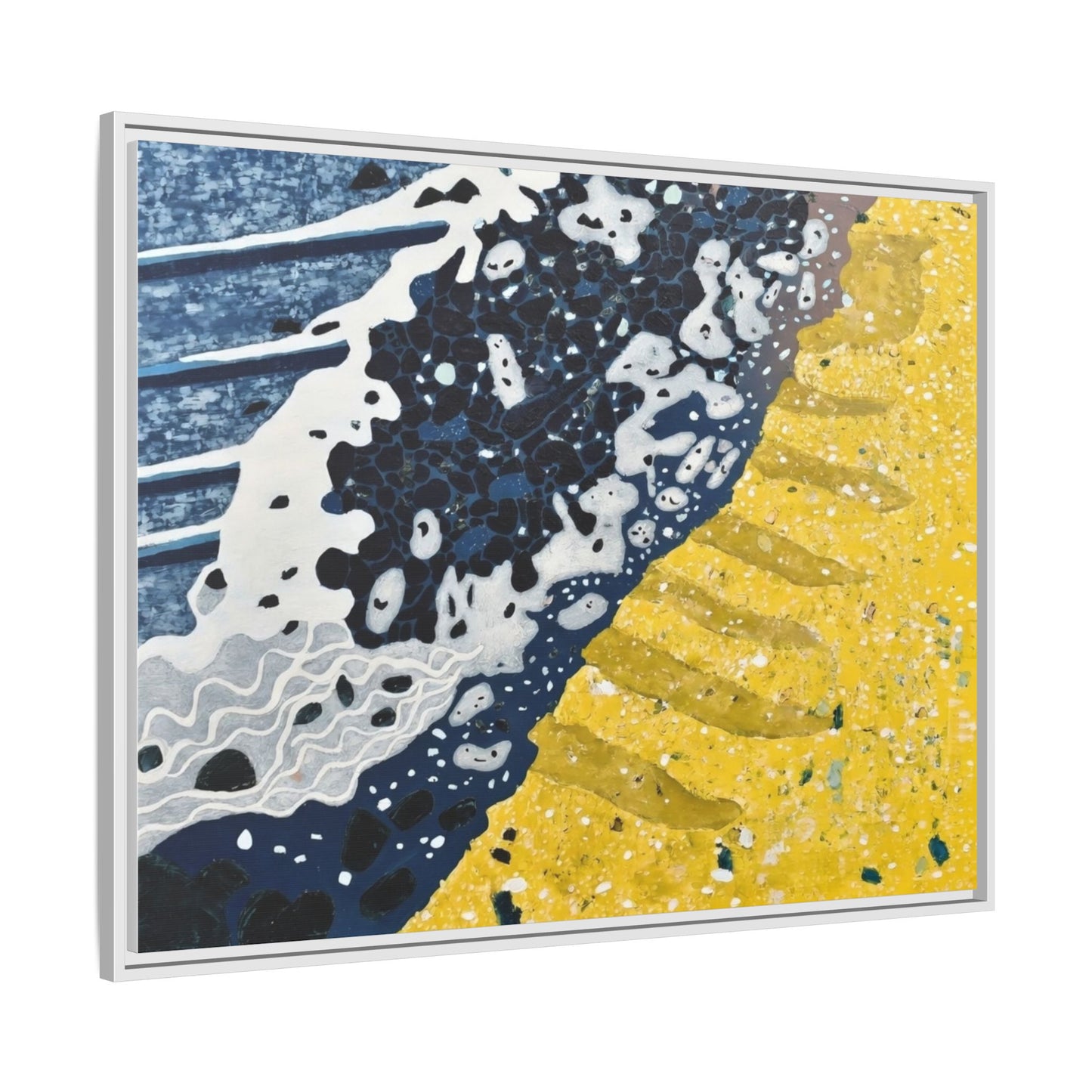 Framed Abstract Ocean & Sand Matte Canvas Print