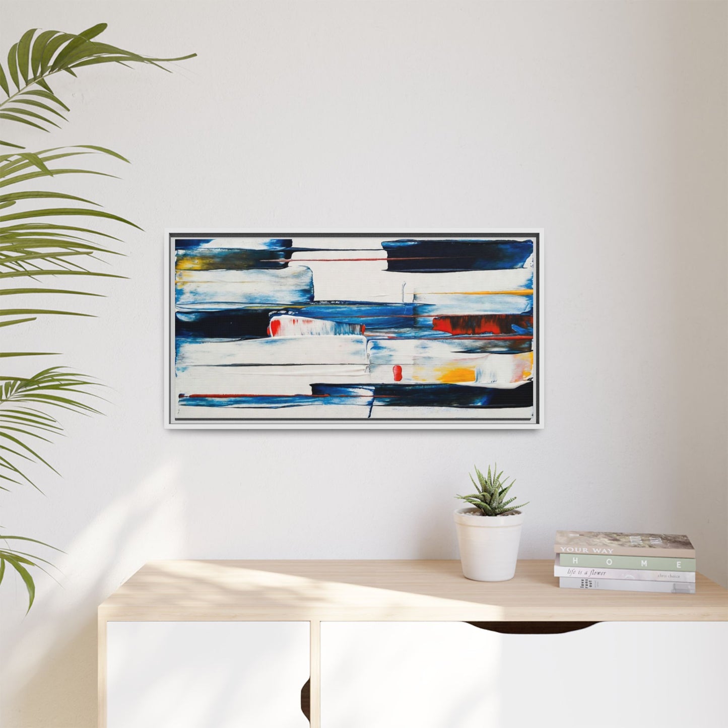 Abstract Coastal Brushstrokes Framed Canvas Print