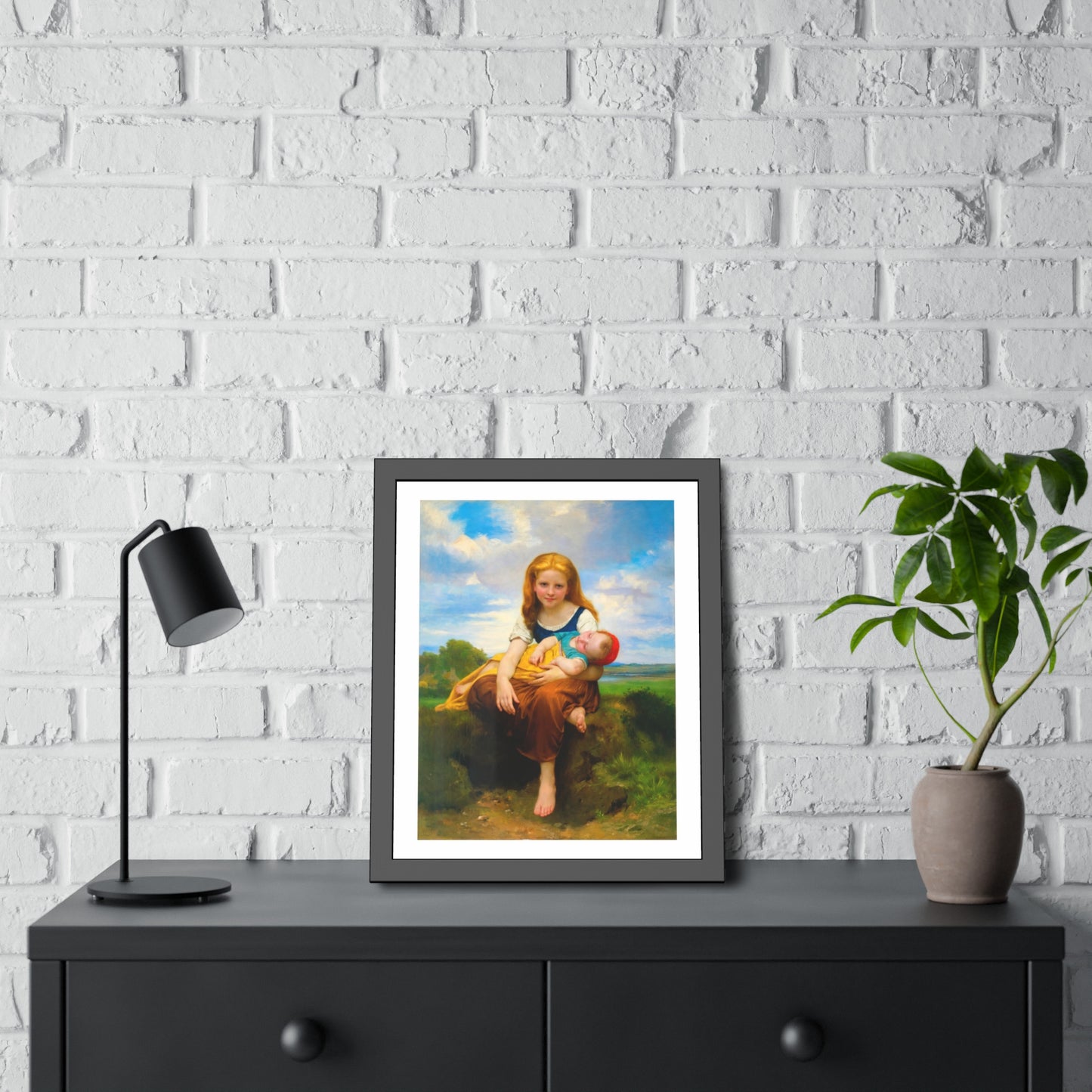Framed Poster — Vintage Mother & Child Art Print