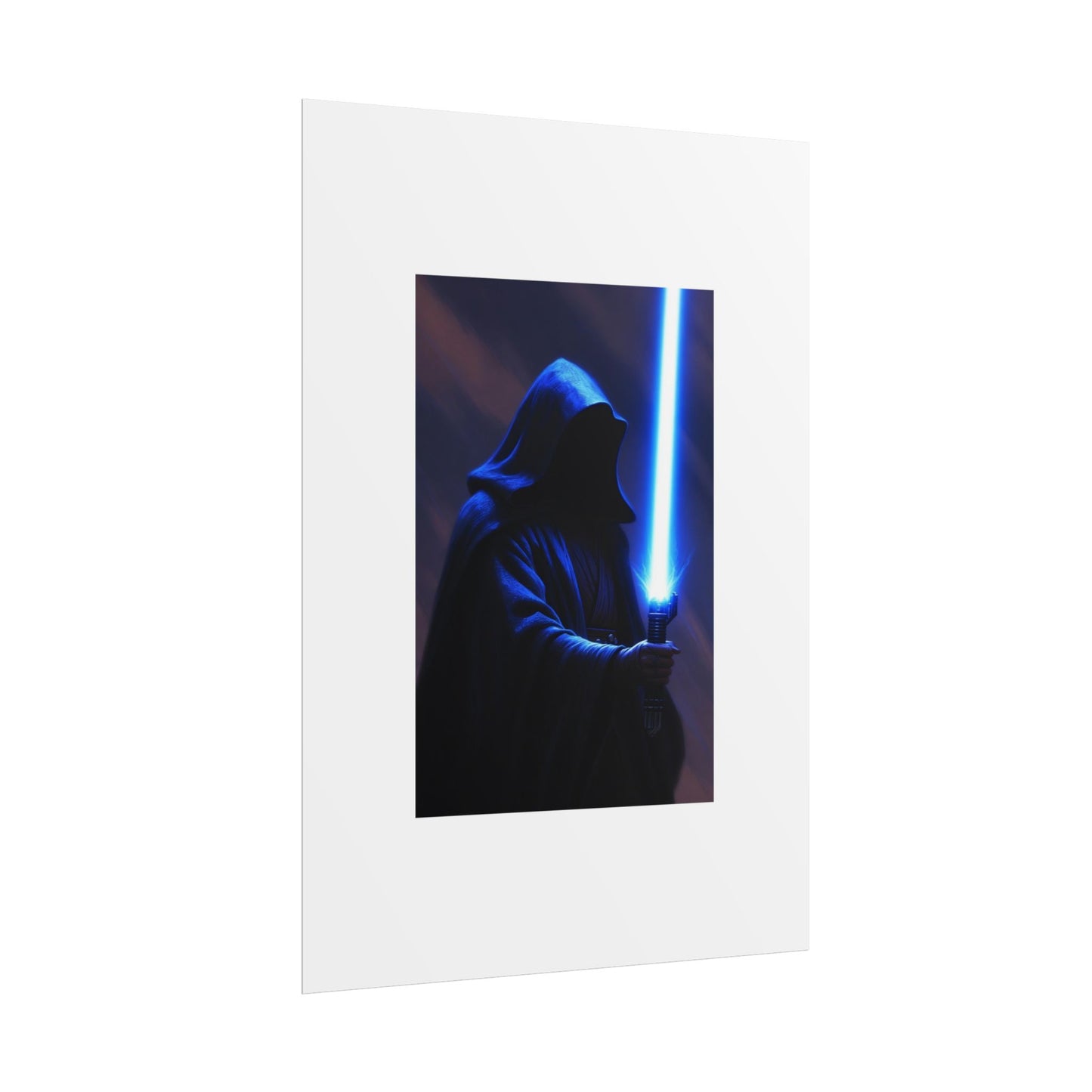 Sci‑Fi Lightsaber Poster — Hooded Jedi Warrior Wall Art (Rolled Poster)