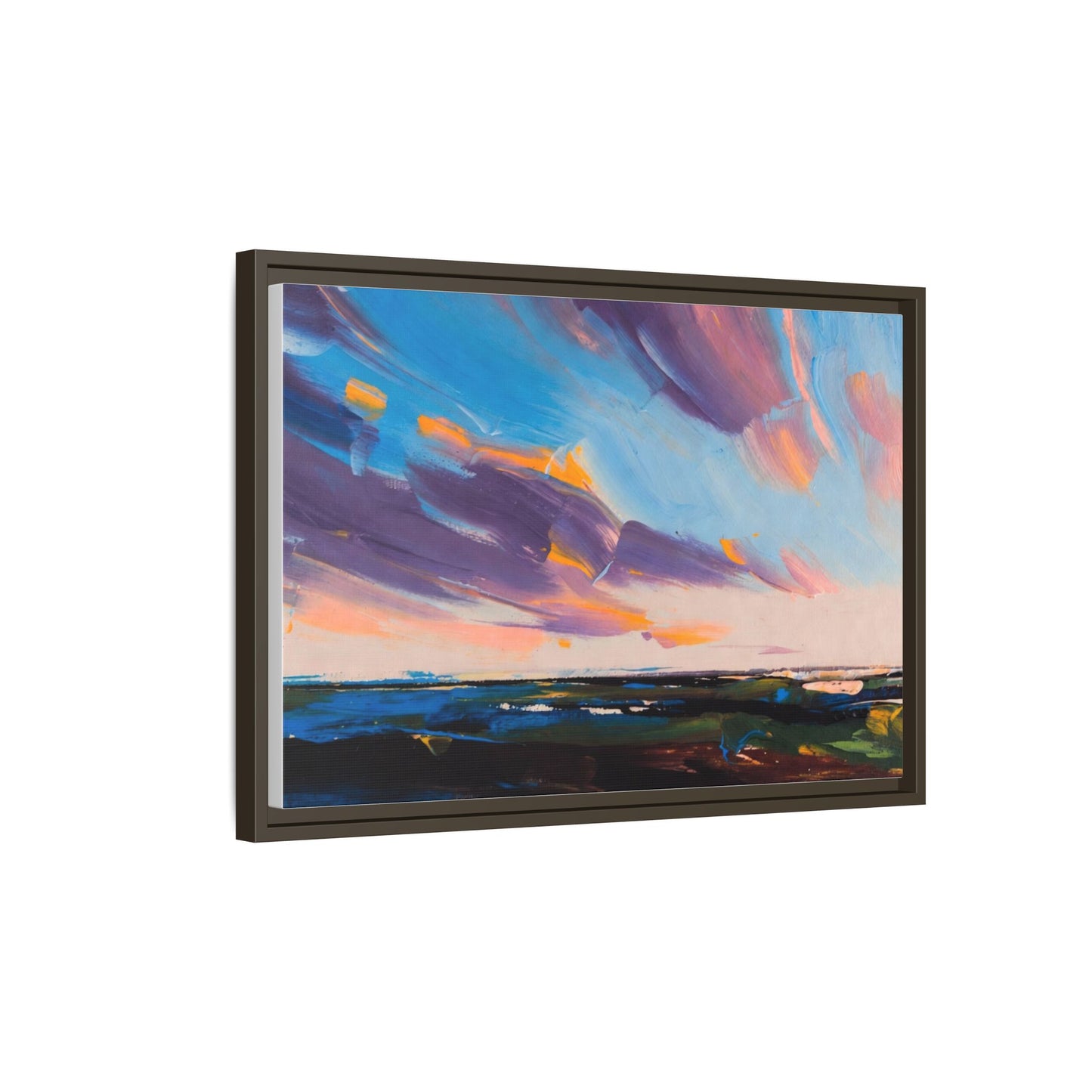 Framed Matte Canvas Abstract Seascape Sunset Art Print