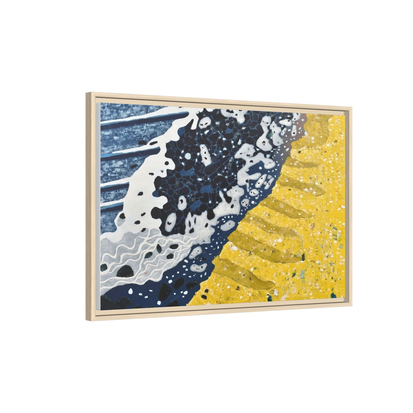 Framed Abstract Ocean & Sand Matte Canvas Print
