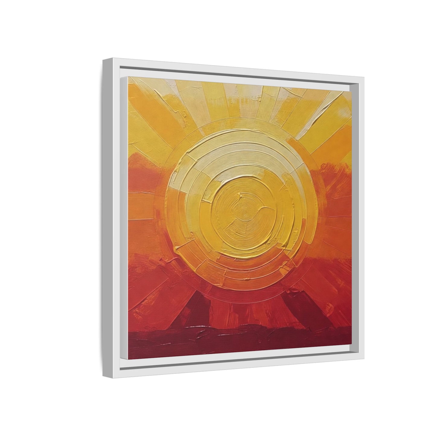 Sunburst Abstract Framed Canvas Art — Matte Multi‑Color Wall Print