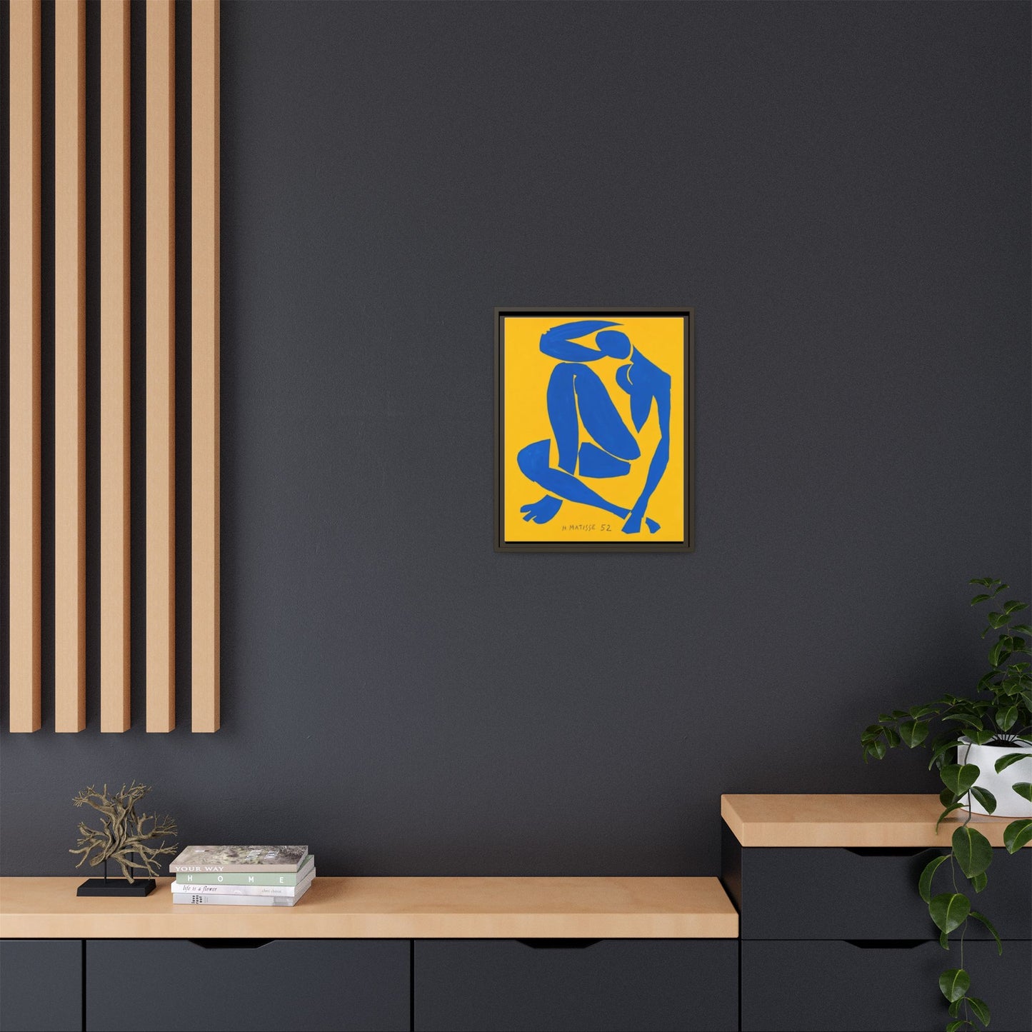 Abstract Blue Nude Matte Canvas Wall Art, Framed