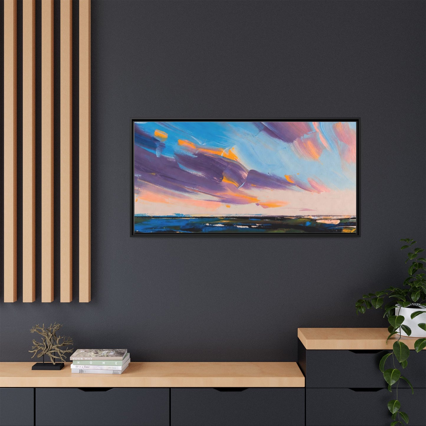 Framed Matte Canvas Abstract Seascape Sunset Art Print