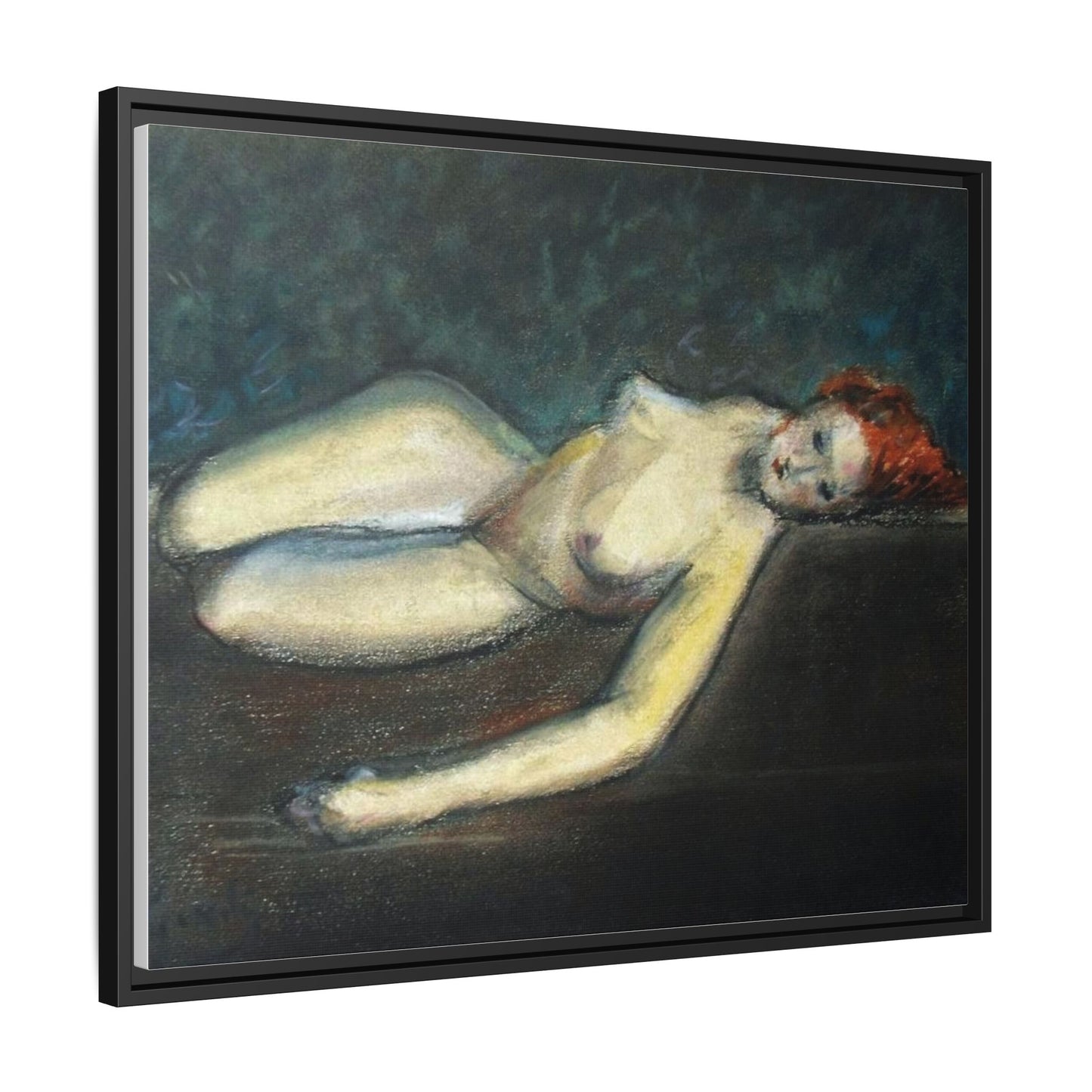 Lying nude by Paul Gosselin Framed Matte Canvas Wall Art Print