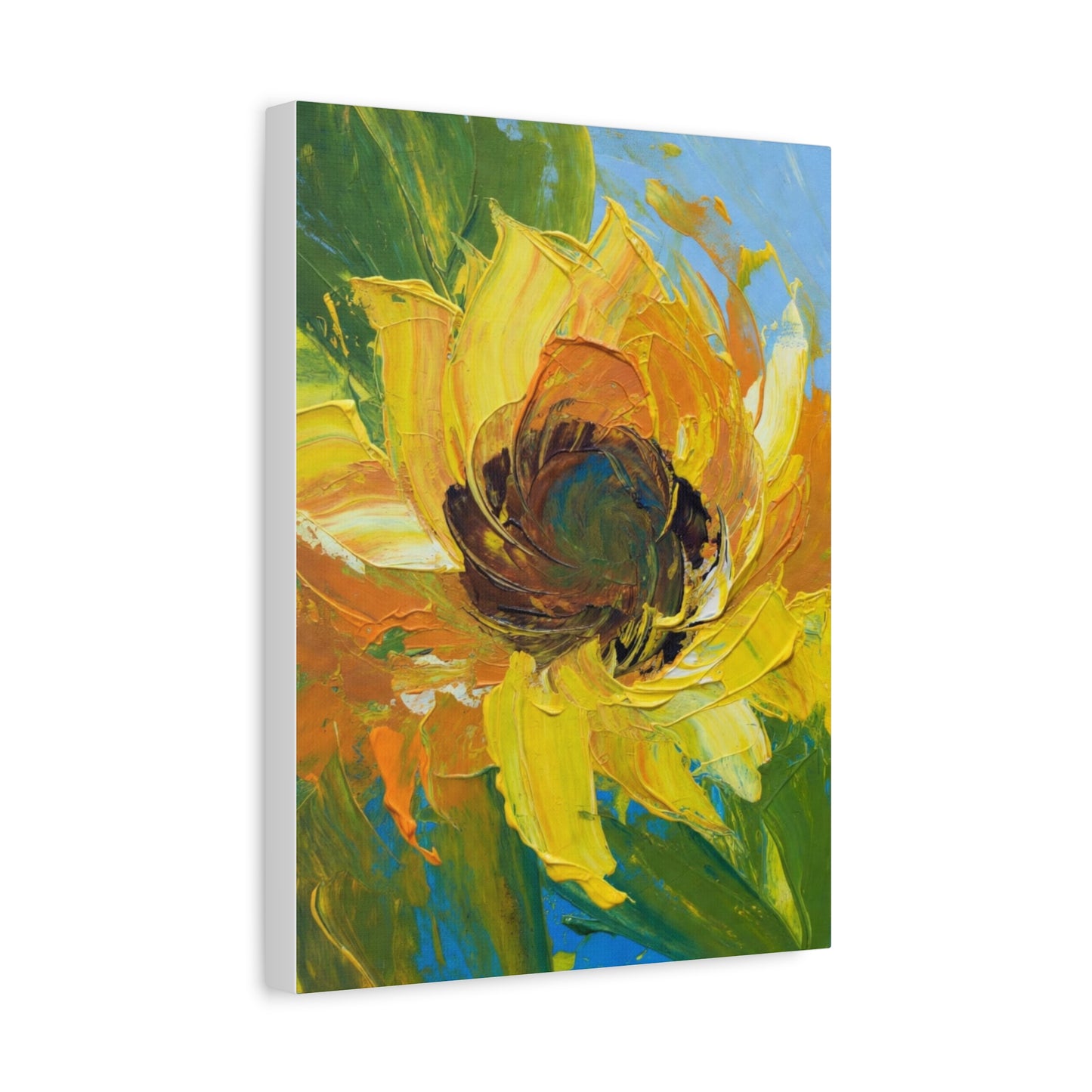 Sunflower Abstract Matte Canvas Wall Art — Bright Floral Painting on Stretched Canvas