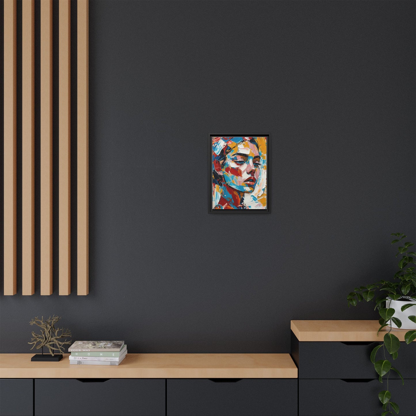Colorful Abstract Portrait Framed Canvas Print