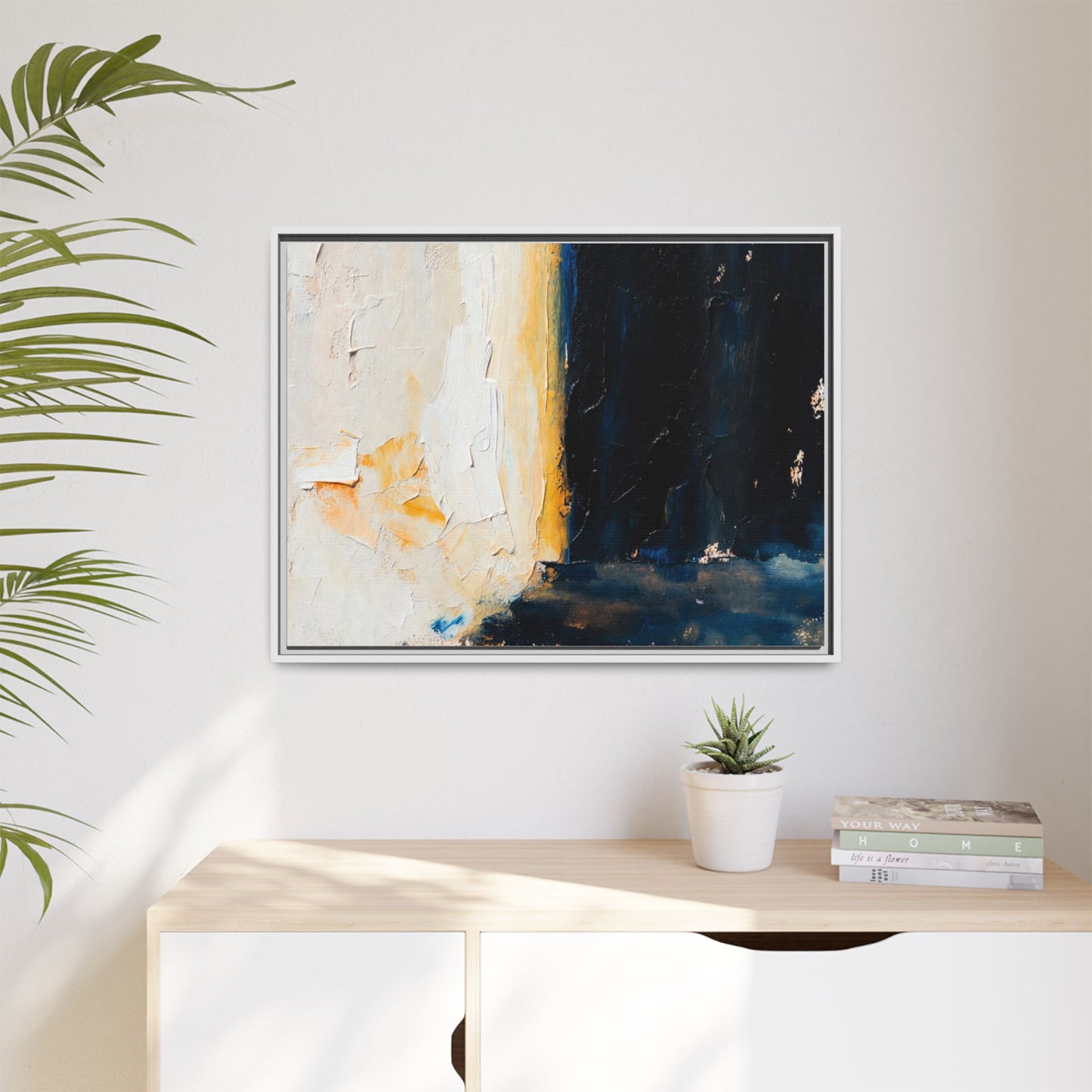 Abstract Coastal Texture Framed Canvas Art — Matte Multi-Color Wall Print