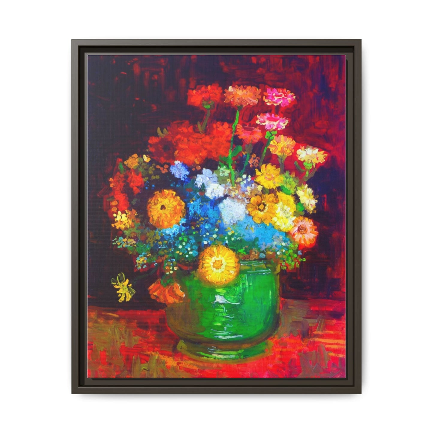 Framed Floral Canvas Print — Colorful Bouquet Wall Art