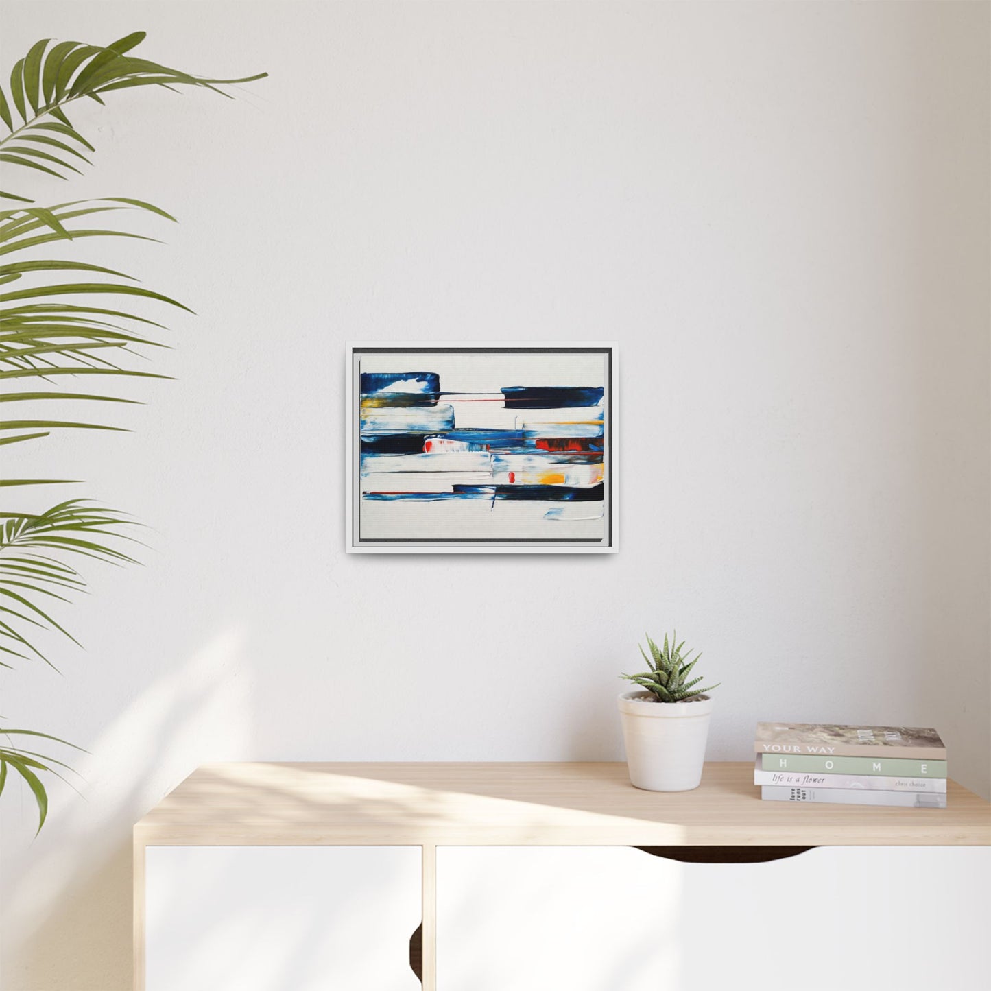Abstract Coastal Brushstrokes Framed Canvas Print