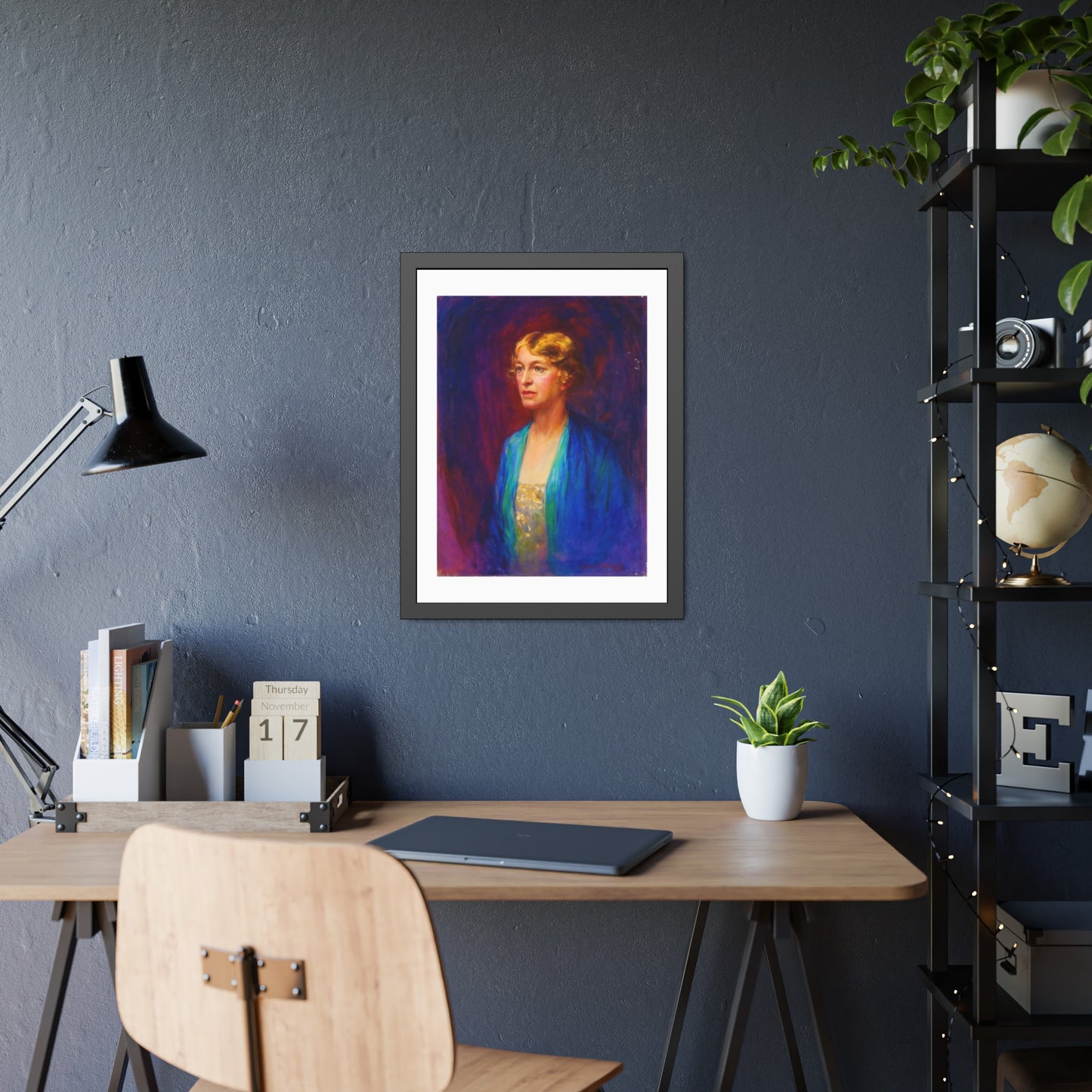 Framed Portrait Poster — Vintage Woman Oil-Style Art Print