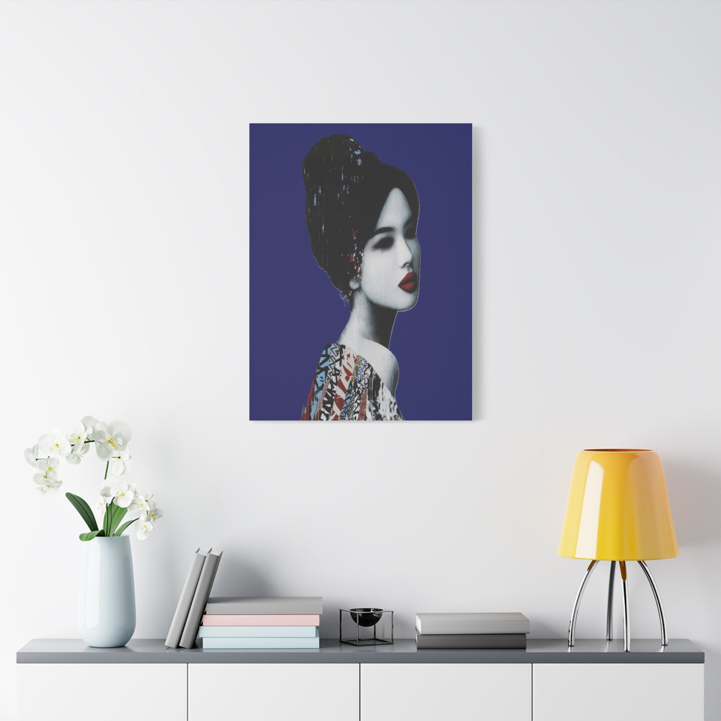 Geisha Portrait Matte Canvas Print — Modern Asian-Inspired Wall Art