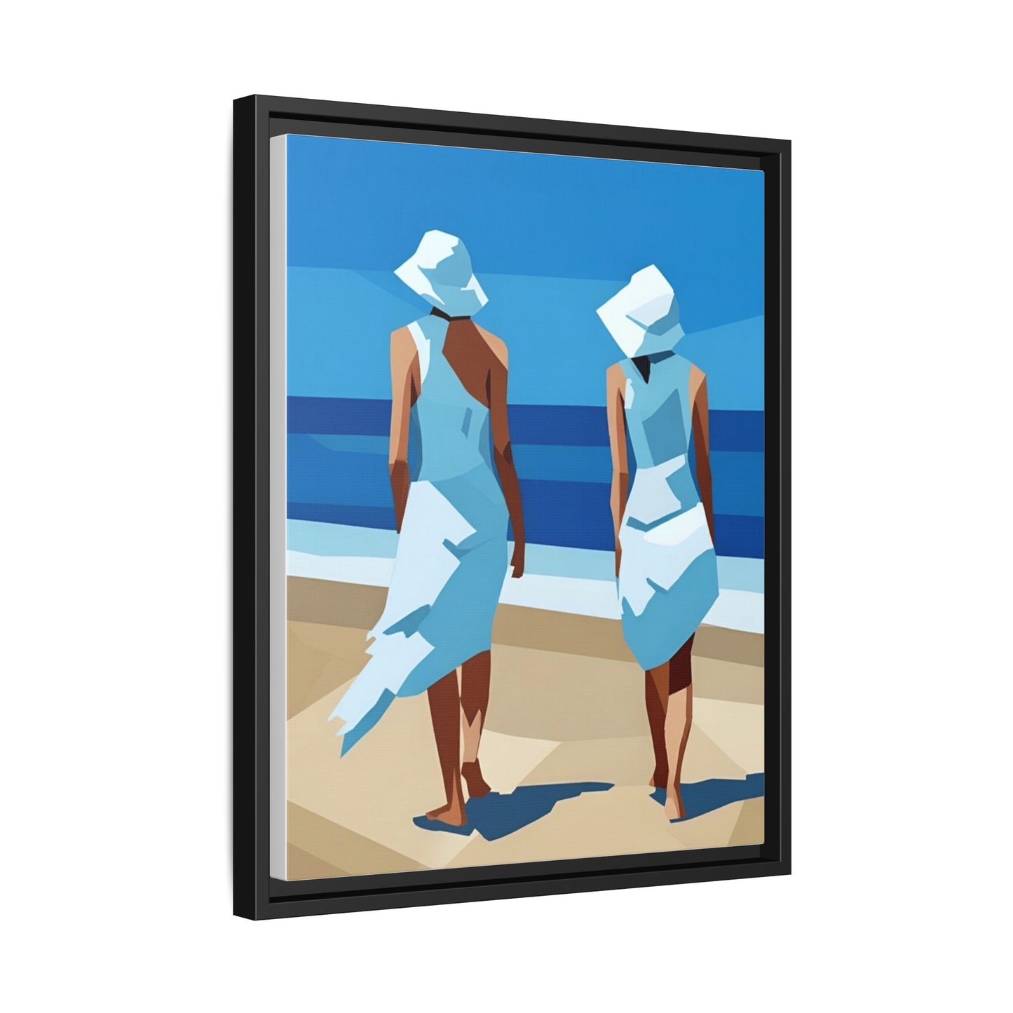Seaside Stroll Matte Canvas Framed Print — Coastal Beach Art