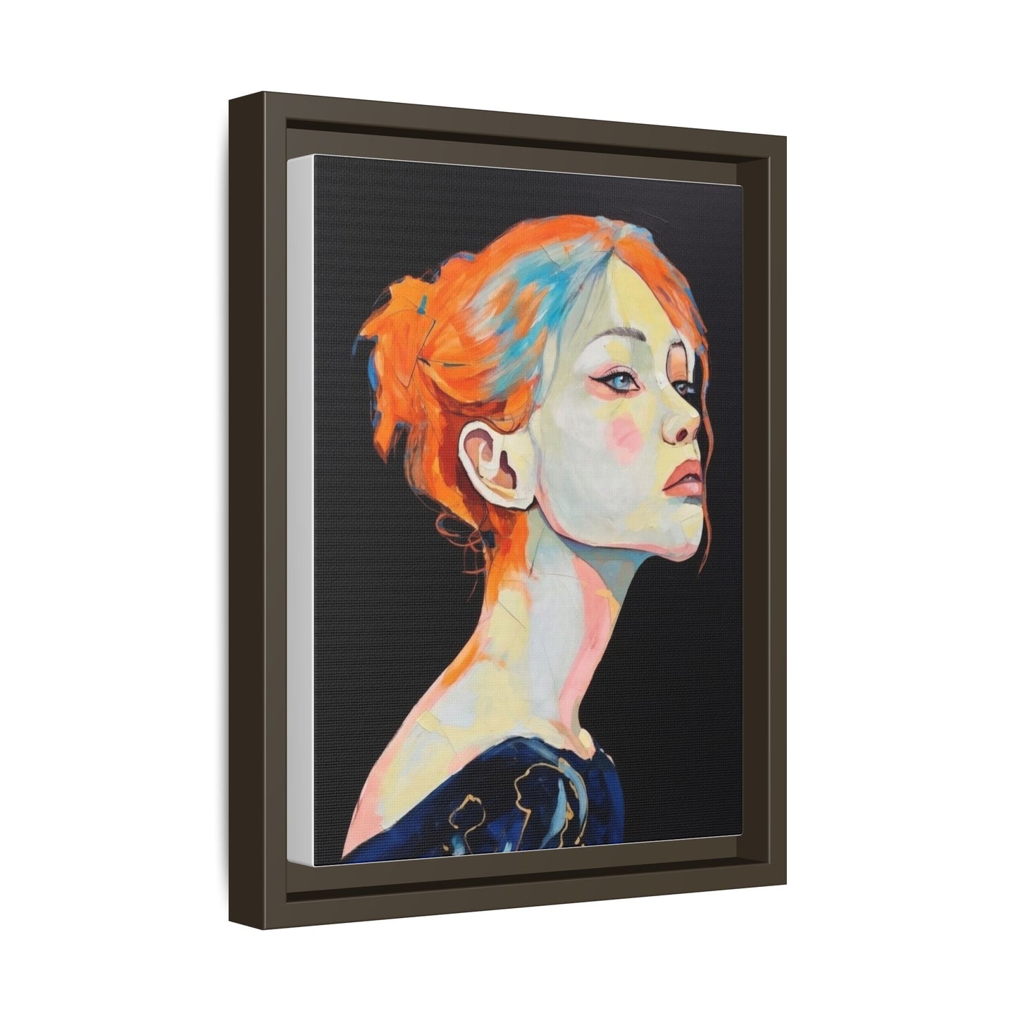 Framed Matte Canvas Portrait — Vibrant Multi‑Color Woman Wall Art