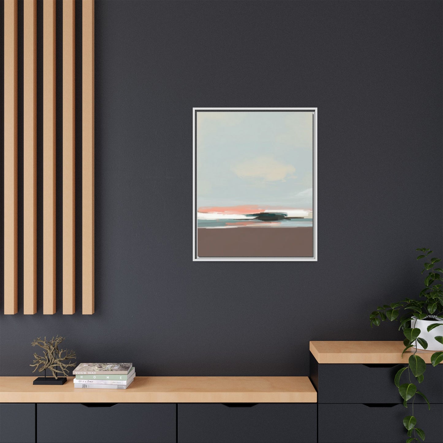 Framed Matte Canvas Print — Soft Coastal Abstract Landscape