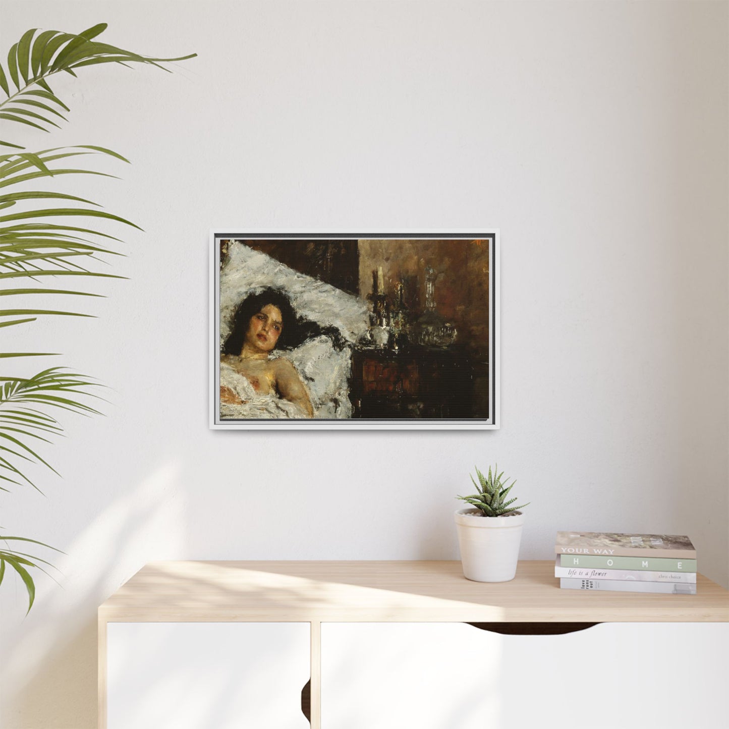 Resting by Antonio Mancini Framed Matte Canvas Wall Art Print