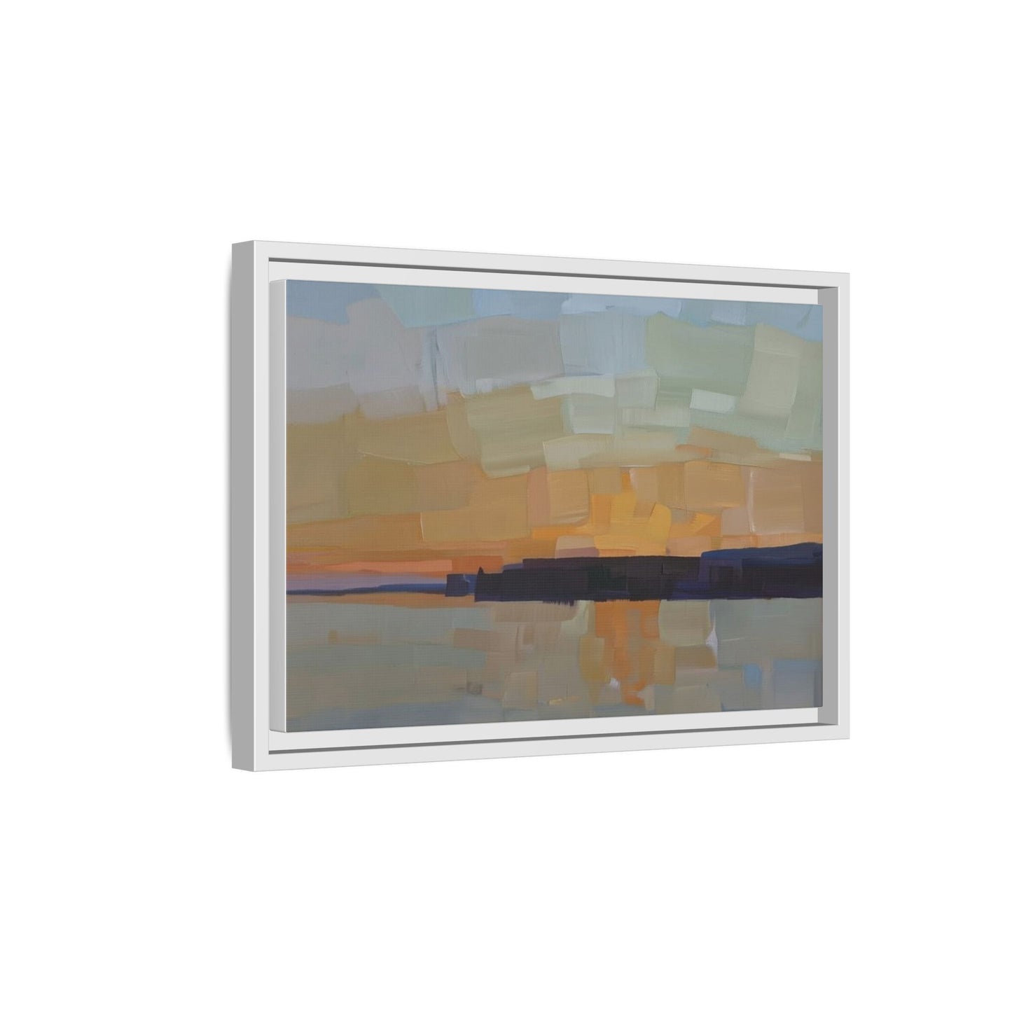 Framed Matte Canvas Sunset Abstract Landscape Art Print