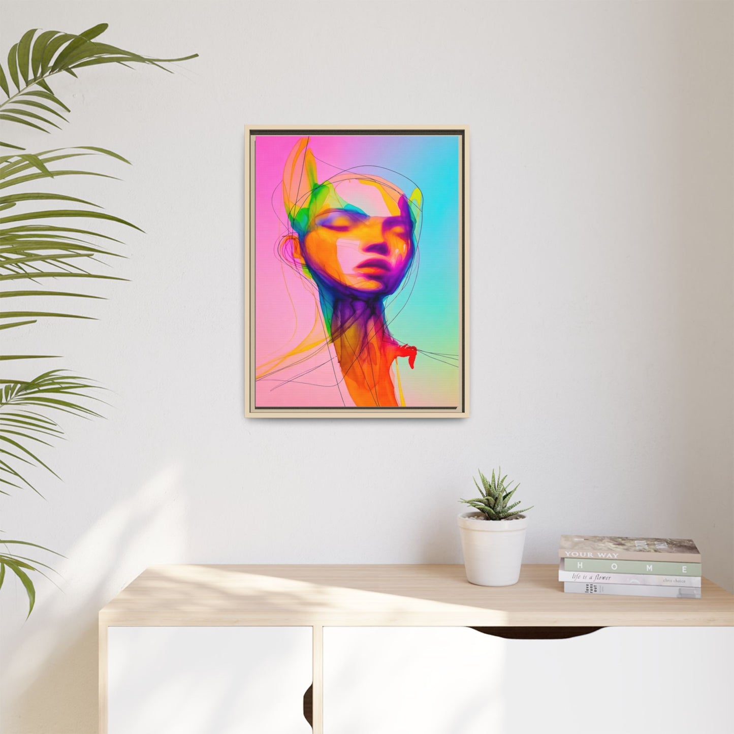 Framed Matte Canvas Art — Vibrant Abstract Portrait Wall Print