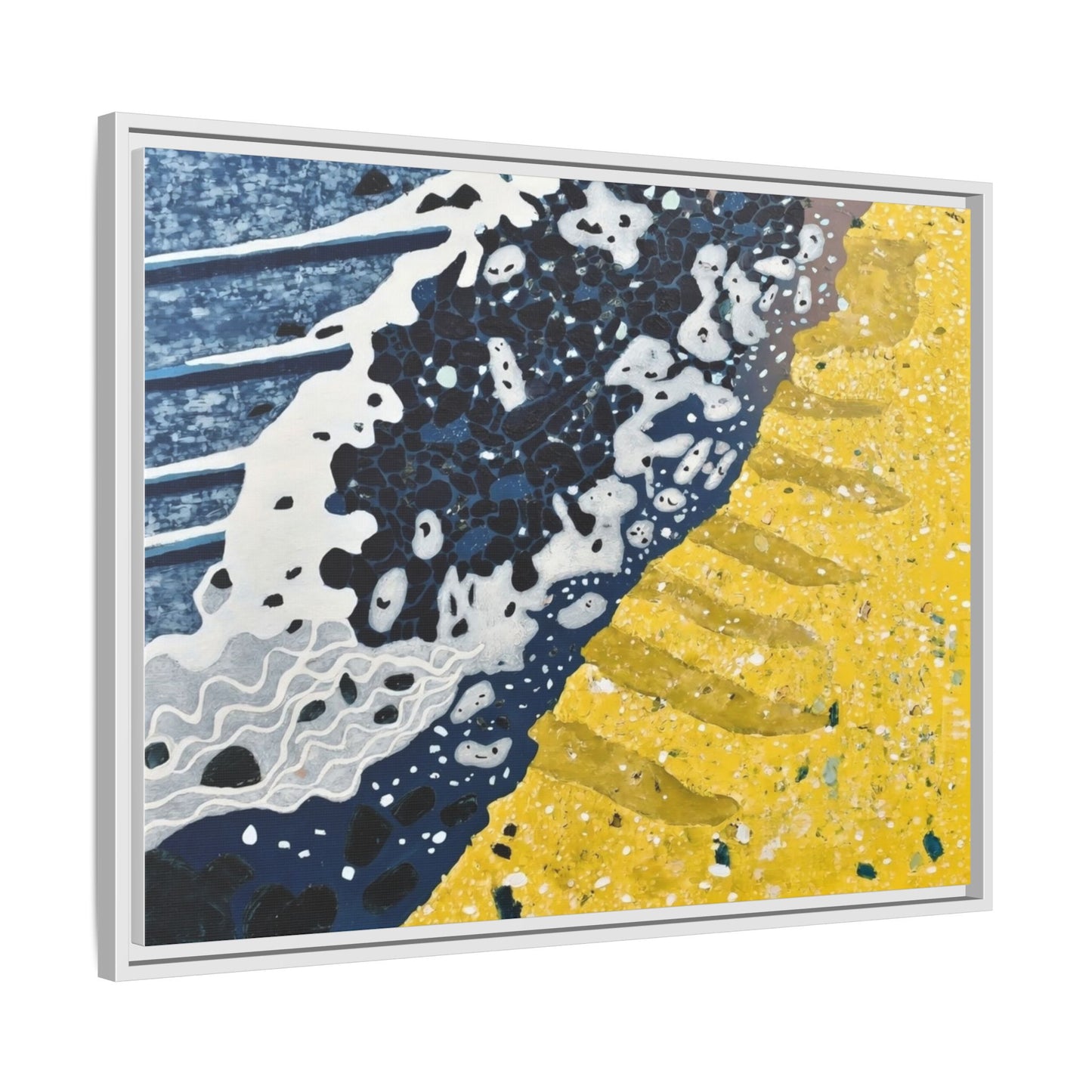 Framed Abstract Ocean & Sand Matte Canvas Print