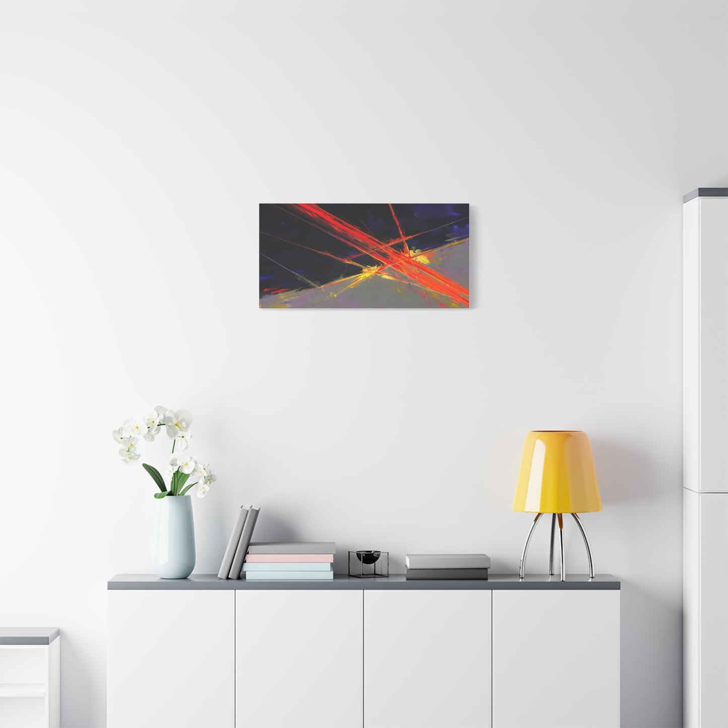 Abstract Red Streaks Matte Canvas Print — Modern Geometric Wall Art