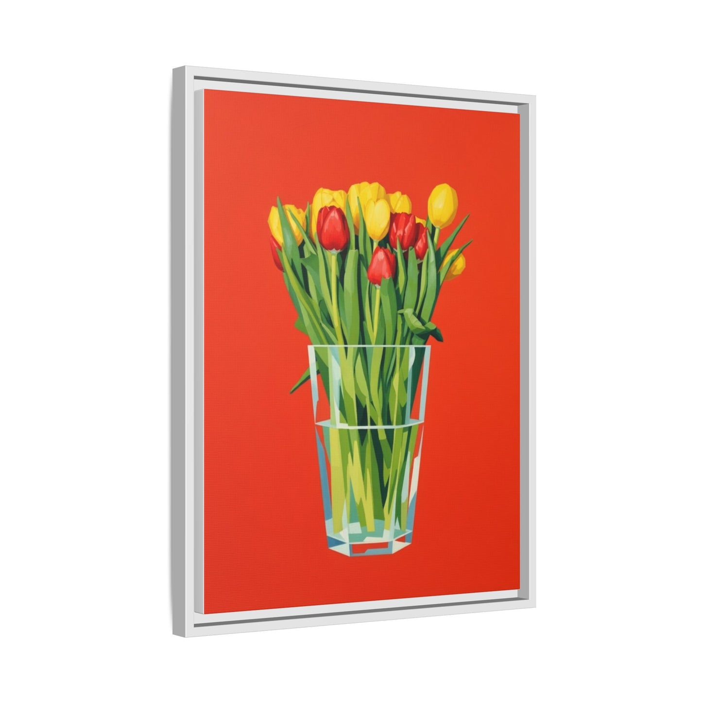 Framed Tulip Bouquet Matte Canvas Art — Vibrant Red Floral Wall Print