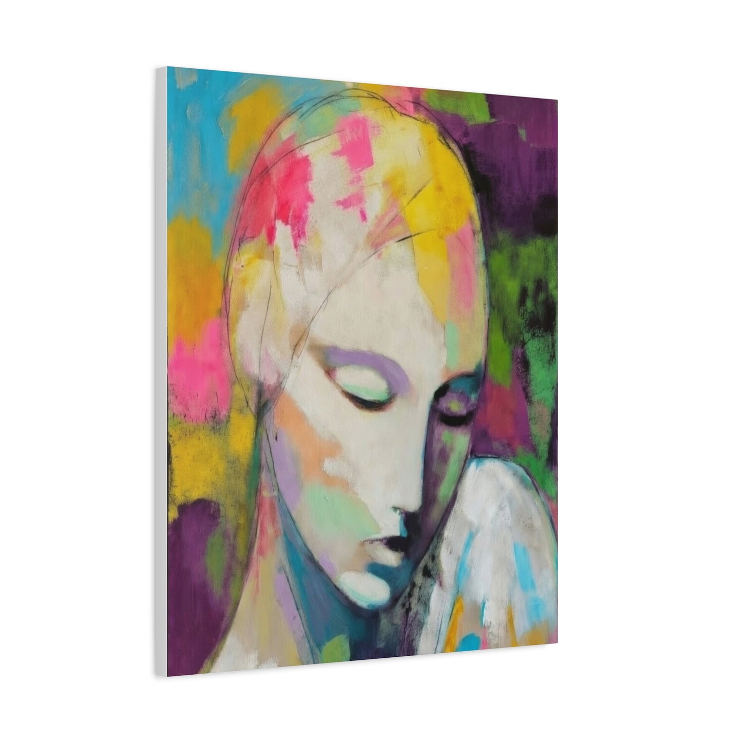 Abstract Angel Portrait Canvas - Colorful Modern Wall Art