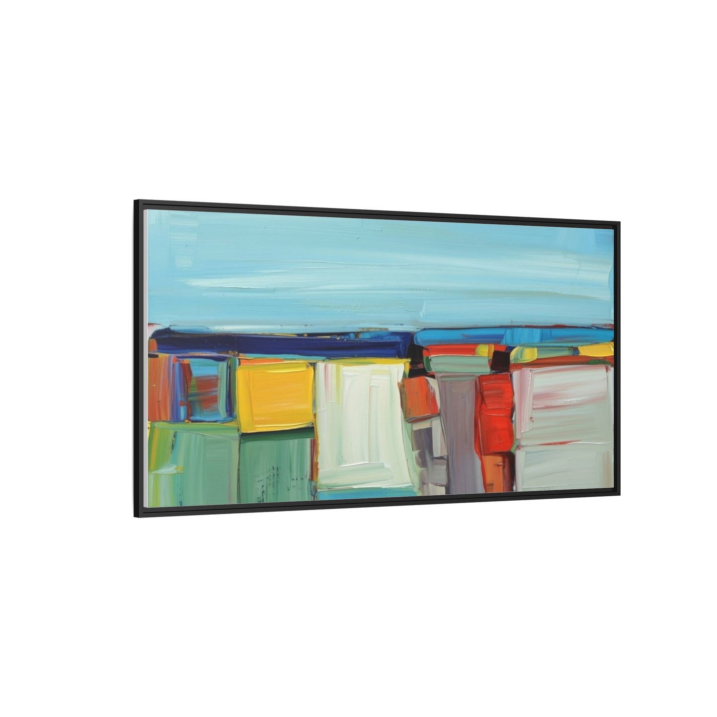 Abstract Coastal Blocks Matte Canvas Print (Framed)
